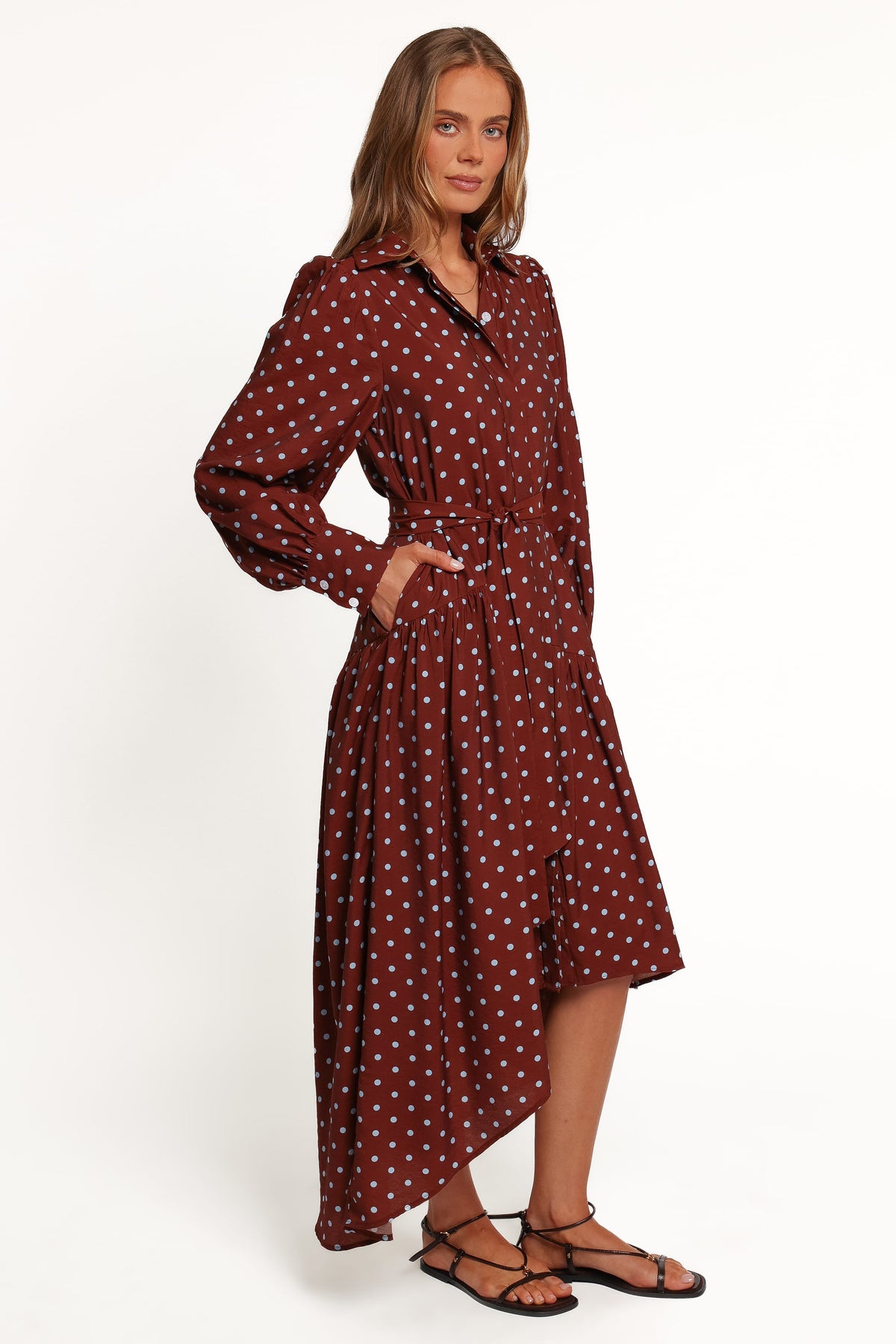 DRESSES Graylen Midi Dress - Brown/Blue Spot