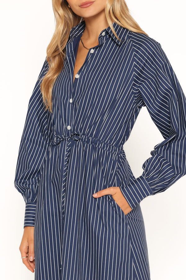 DRESSES Hansel Long Sleeve Maxi Dress - Navy Stripe