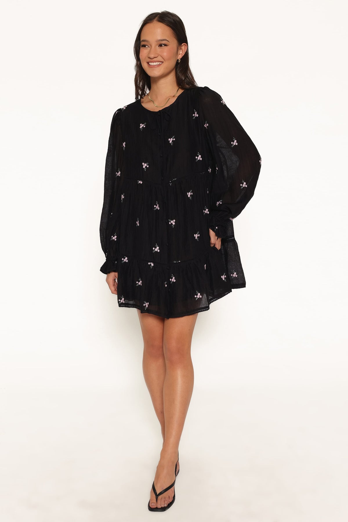 DRESSES Immy Embroidered Mini Dress - Black Floral