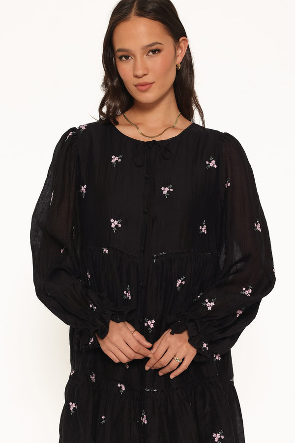 DRESSES Immy Embroidered Mini Dress - Black Floral