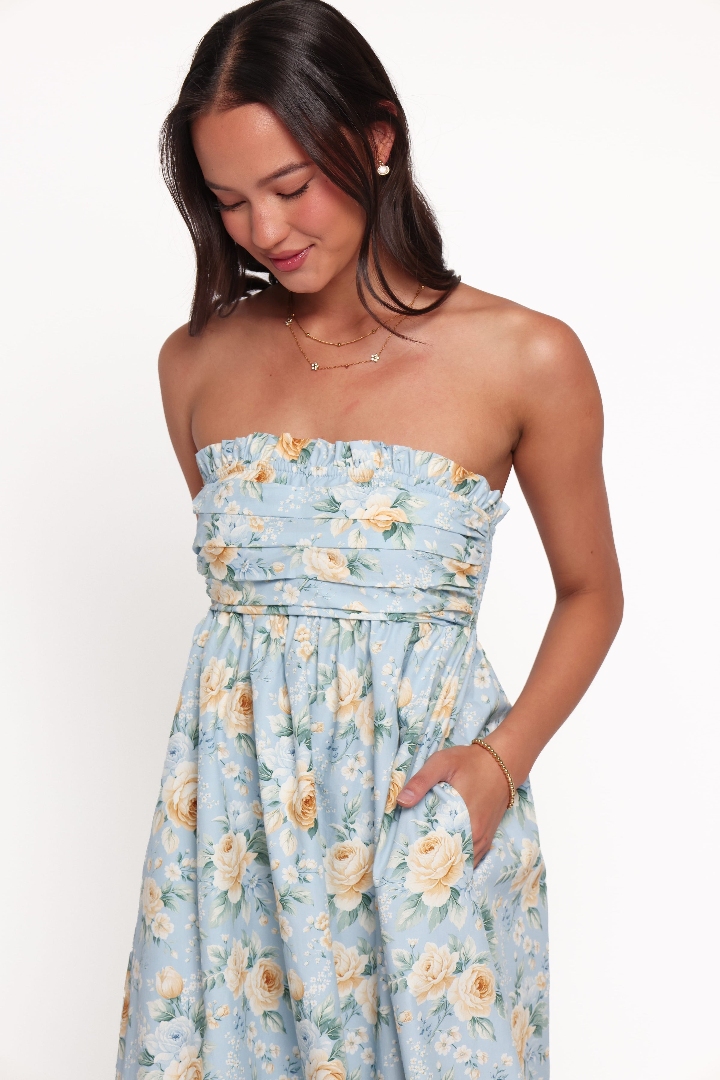 DRESSES Ivara Strapless Maxi Dress - Blue Vintage Floral