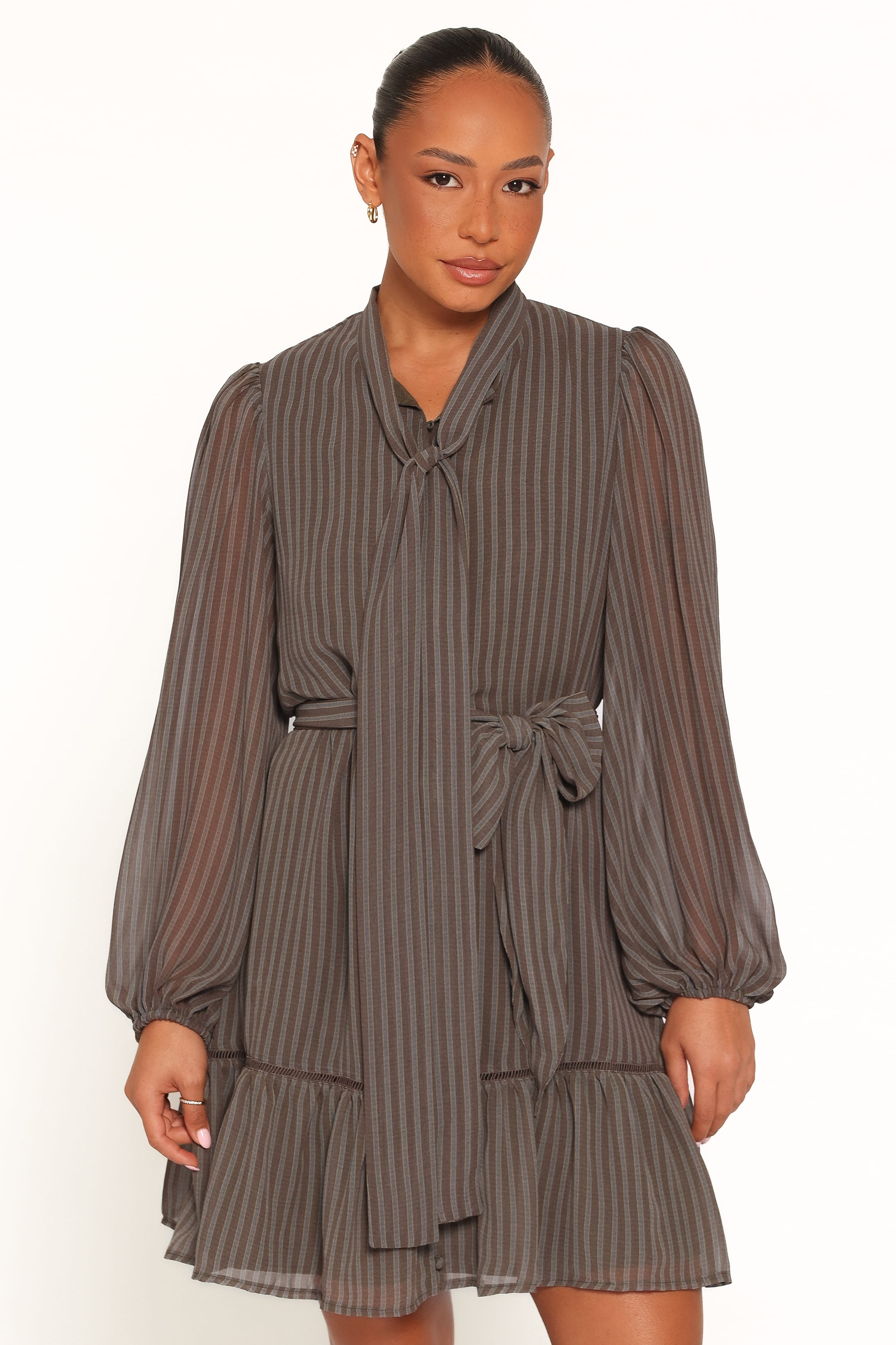 DRESSES Janis Long Sleeve Mini Dress - Green Stripe
