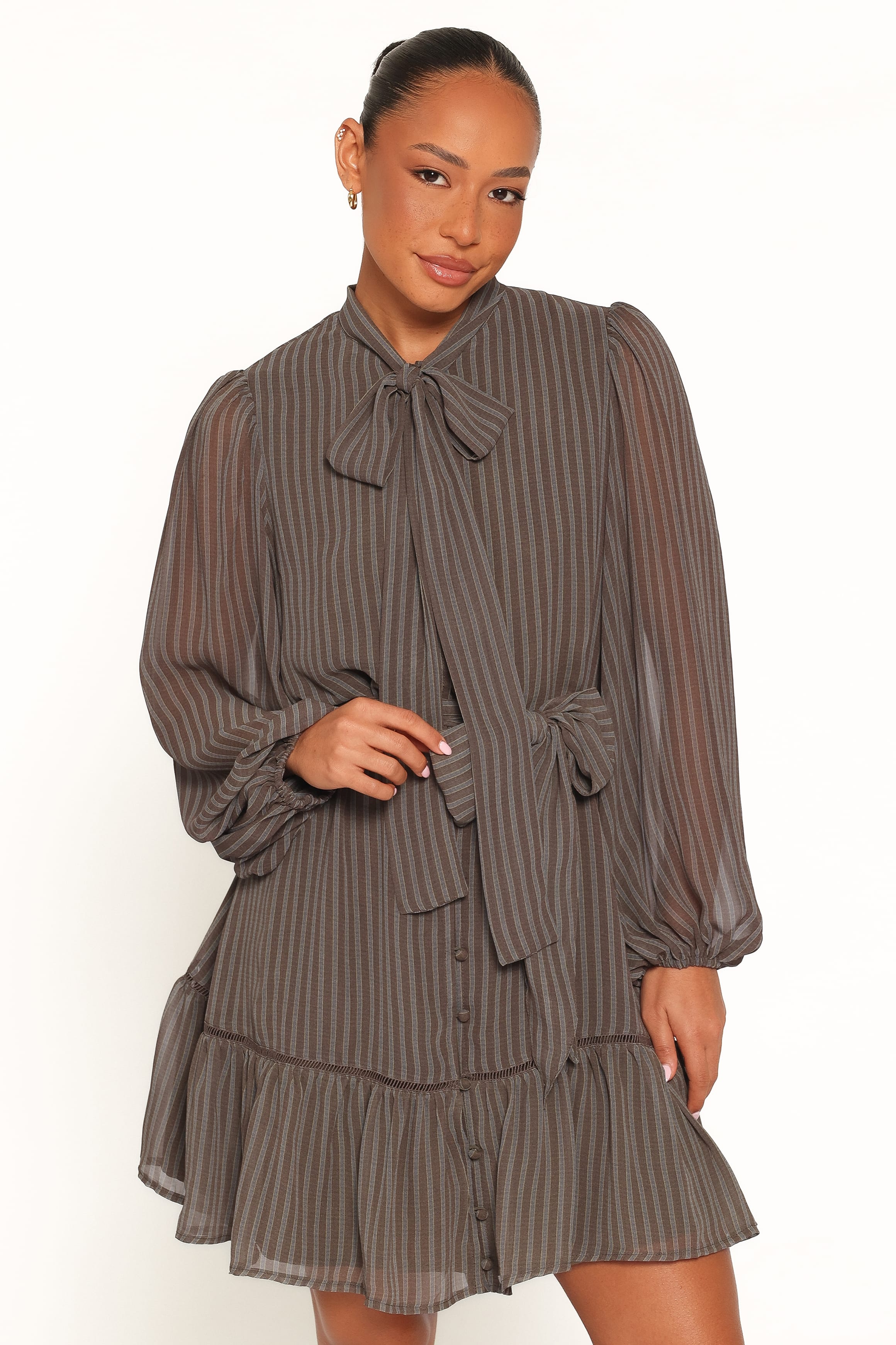 DRESSES Janis Long Sleeve Mini Dress - Green Stripe