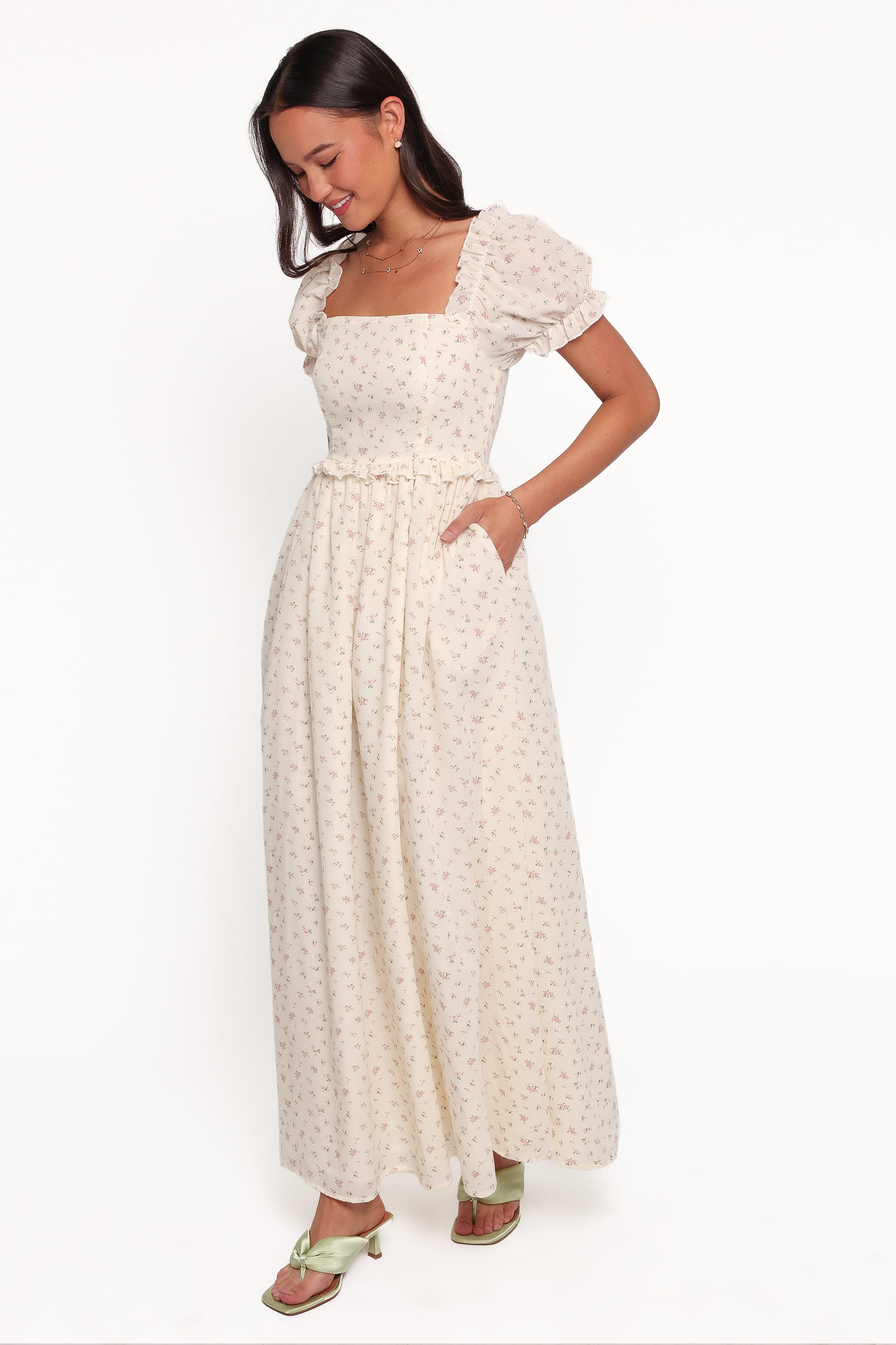 DRESSES Jorina Puff Sleeve Maxi Dress - Cream Ditsy Floral