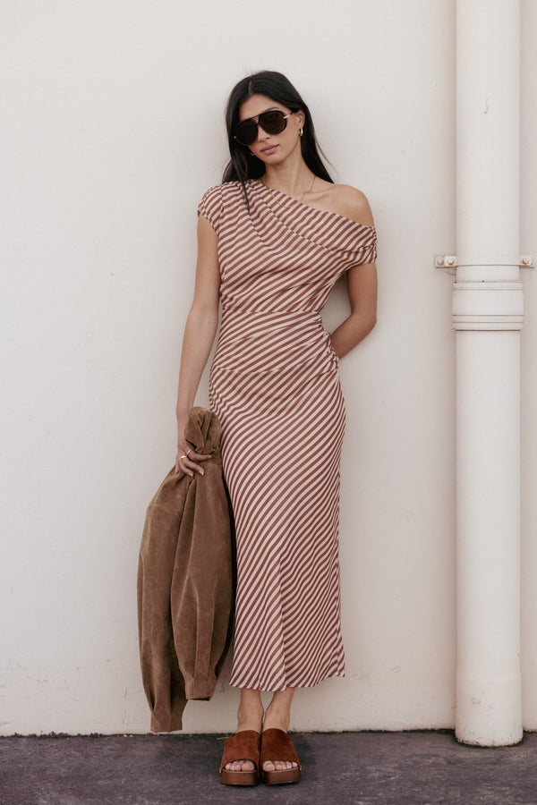 DRESSES Jovita Midi Dress - Brown Stripe