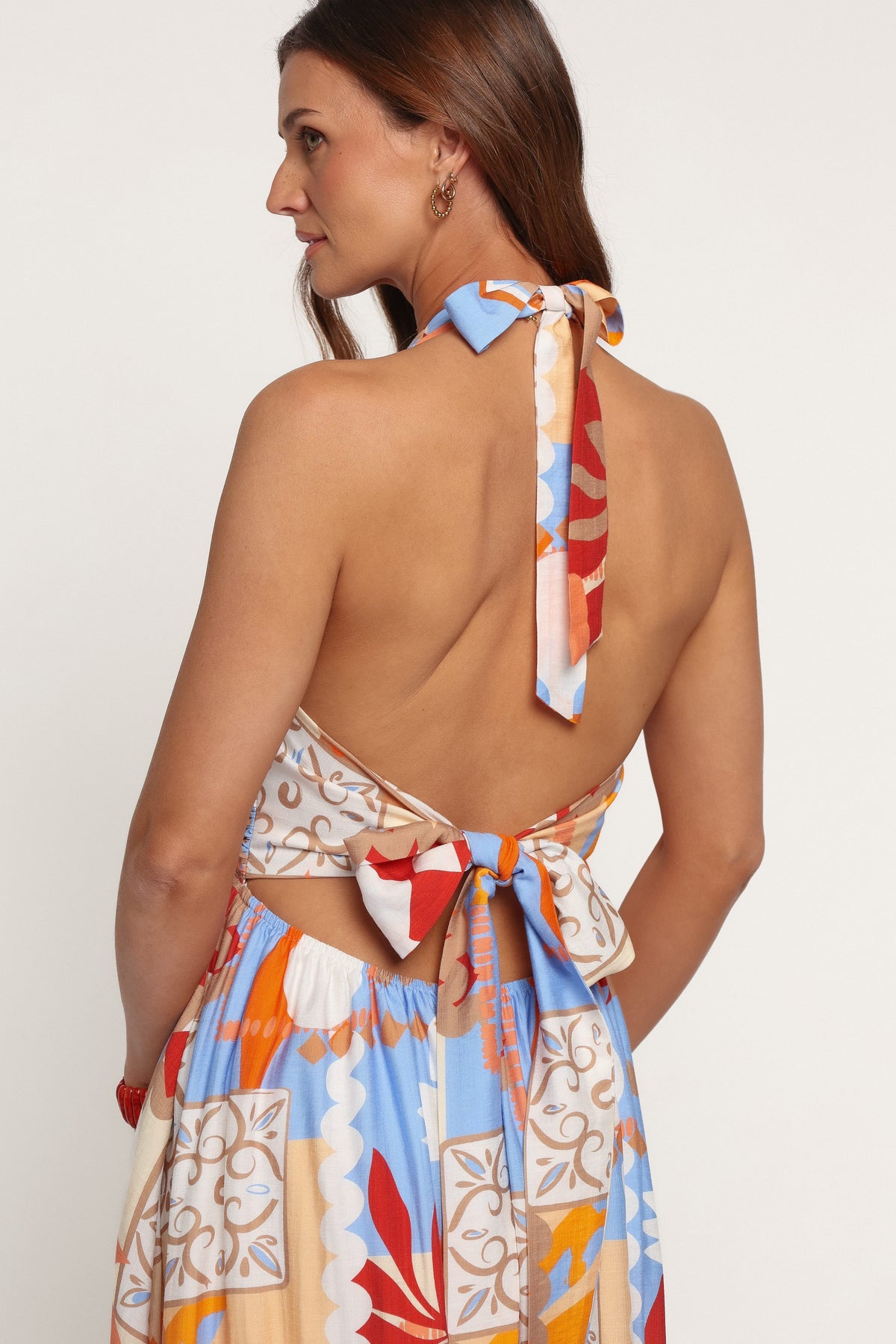 DRESSES Juliana Halterneck Midi Dress - Blue Red Geo Tropic
