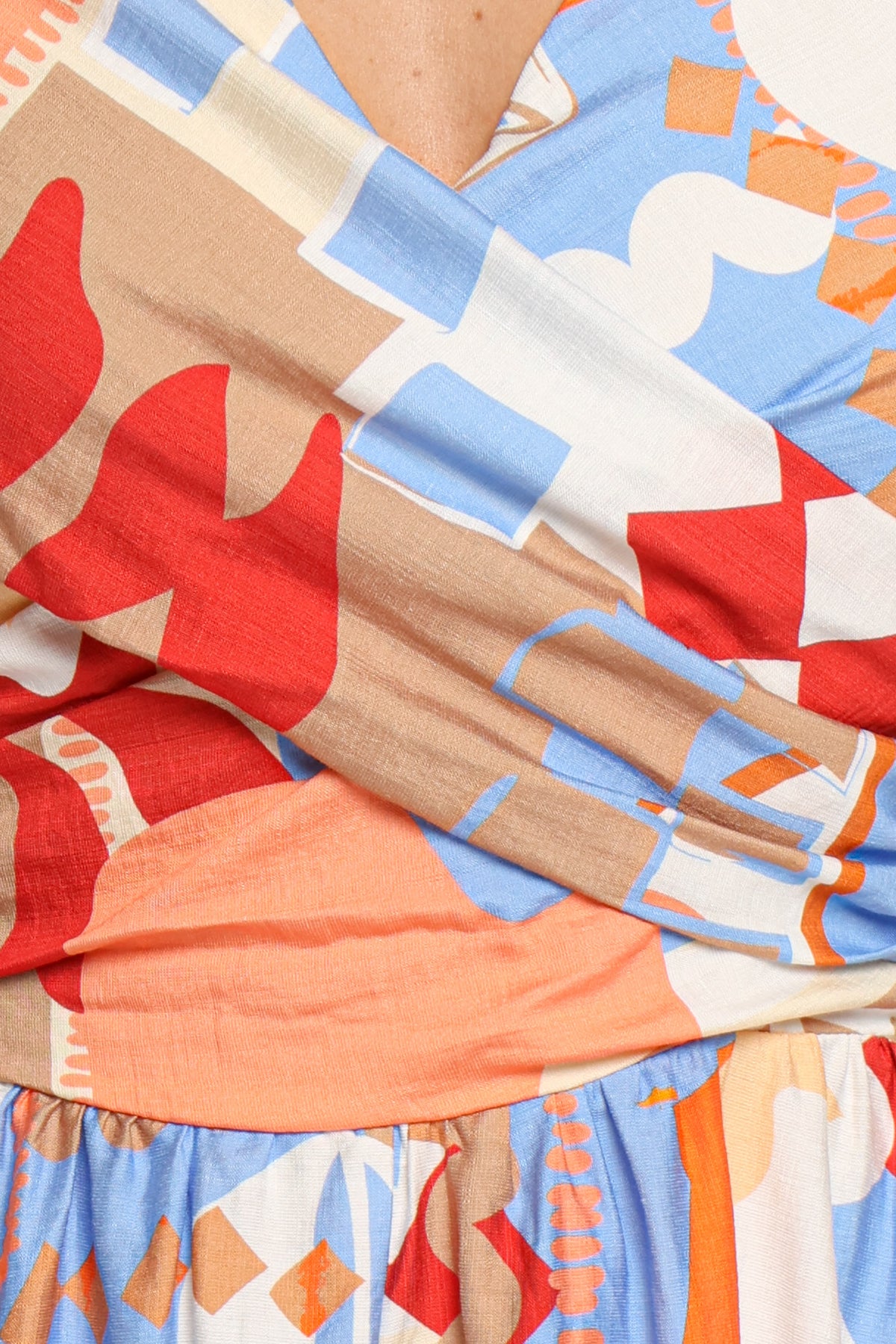 DRESSES Juliana Halterneck Midi Dress - Blue Red Geo Tropic