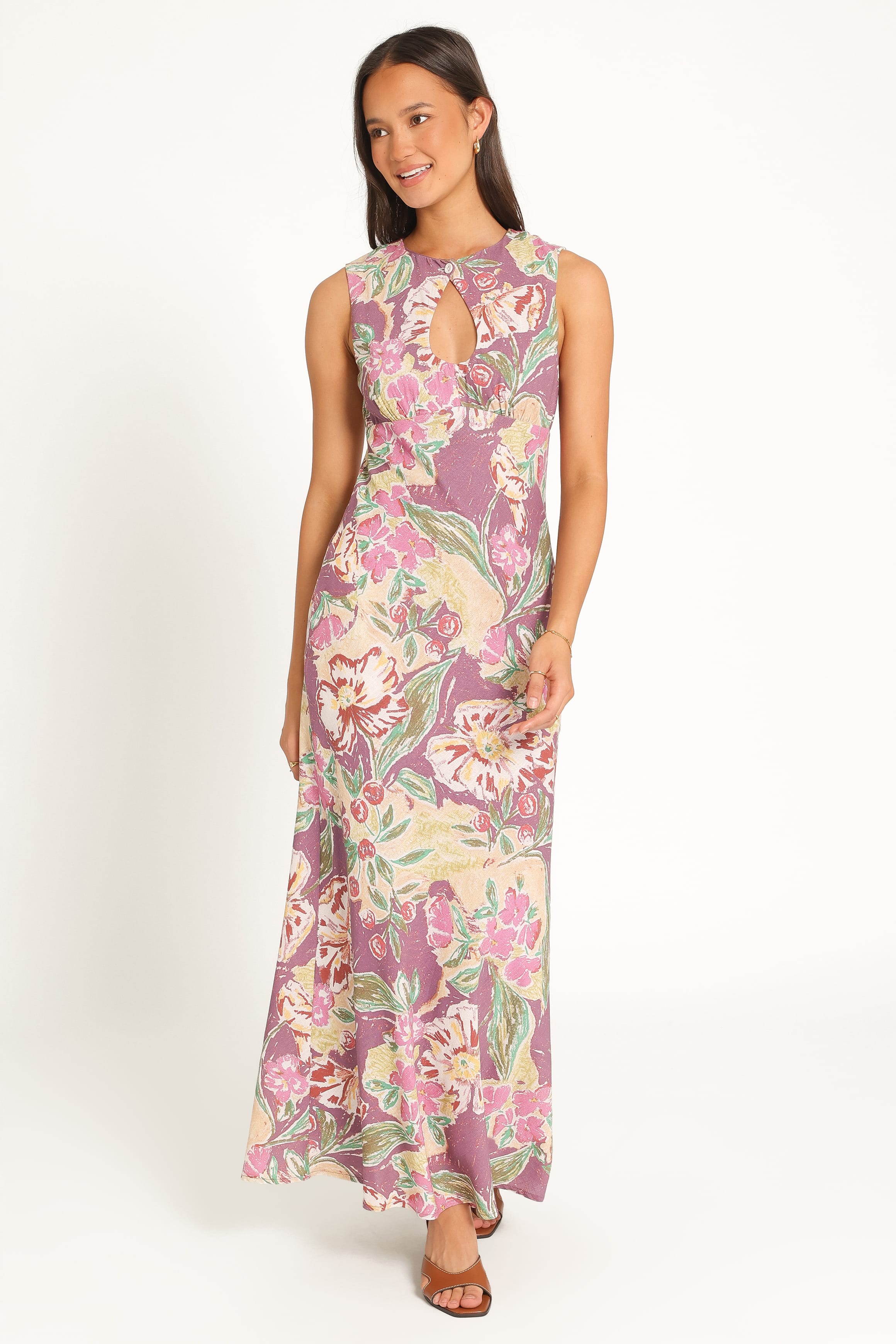 DRESSES Justine Keyhole Maxi Dress - Purple Floral