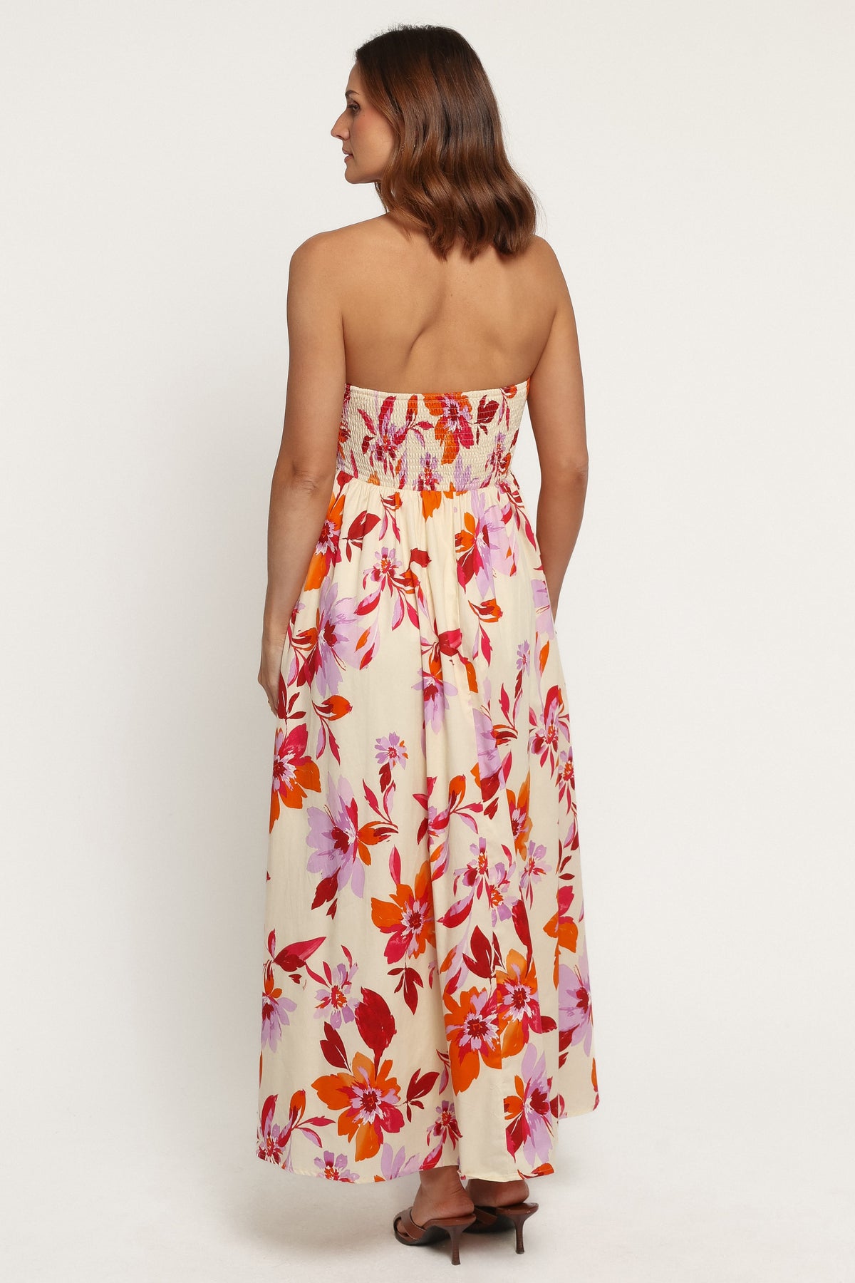 DRESSES Kayt Strapless Dress - Orange Pink Floral