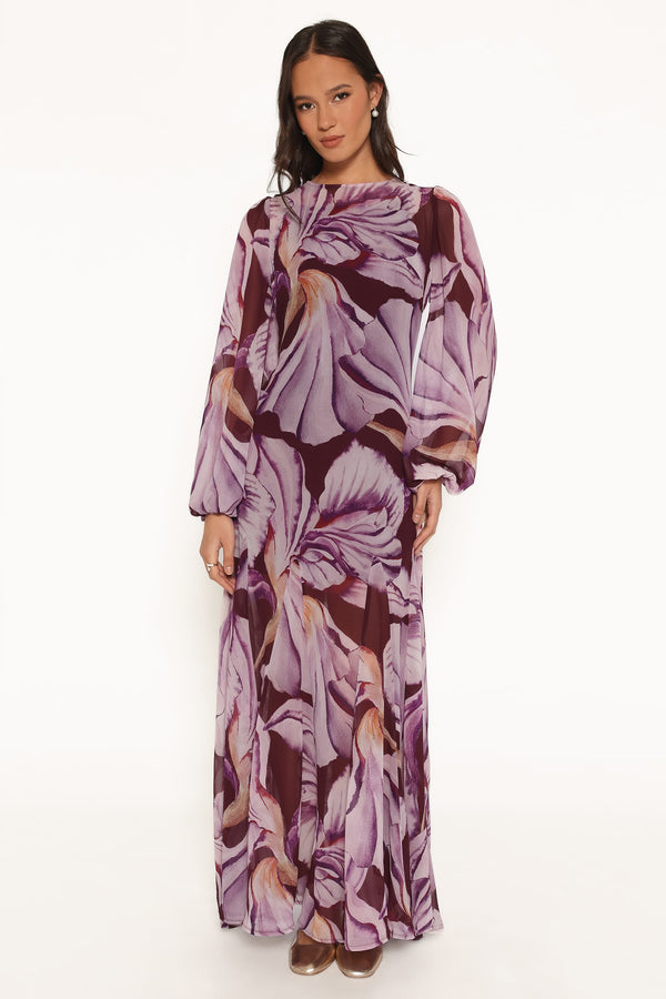 DRESSES Keani Long Sleeve Maxi Dress - Plum Floral