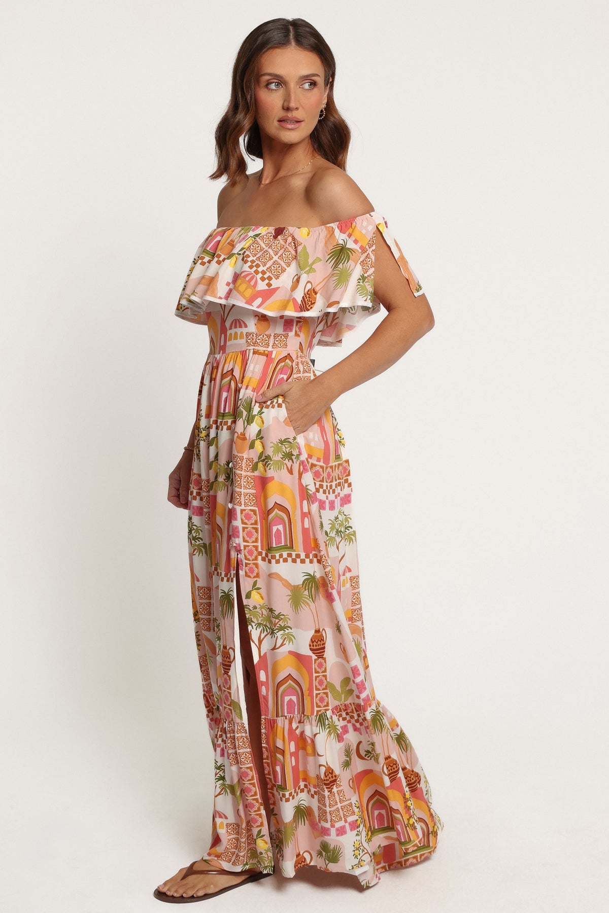 DRESSES Kelsey Off Shoulder Maxi Dress - Pink Tropical