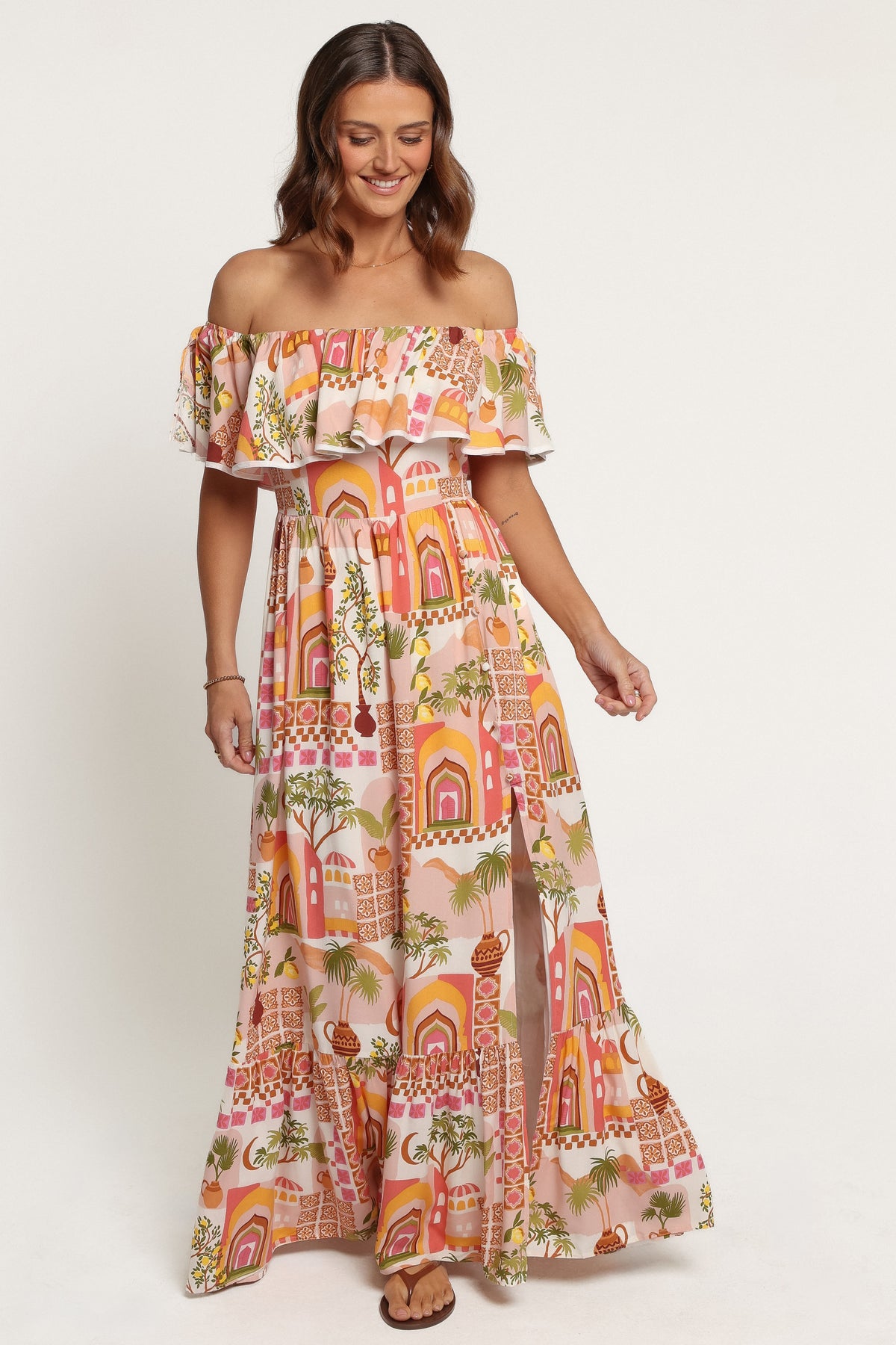 DRESSES Kelsey Off Shoulder Maxi Dress - Pink Tropical