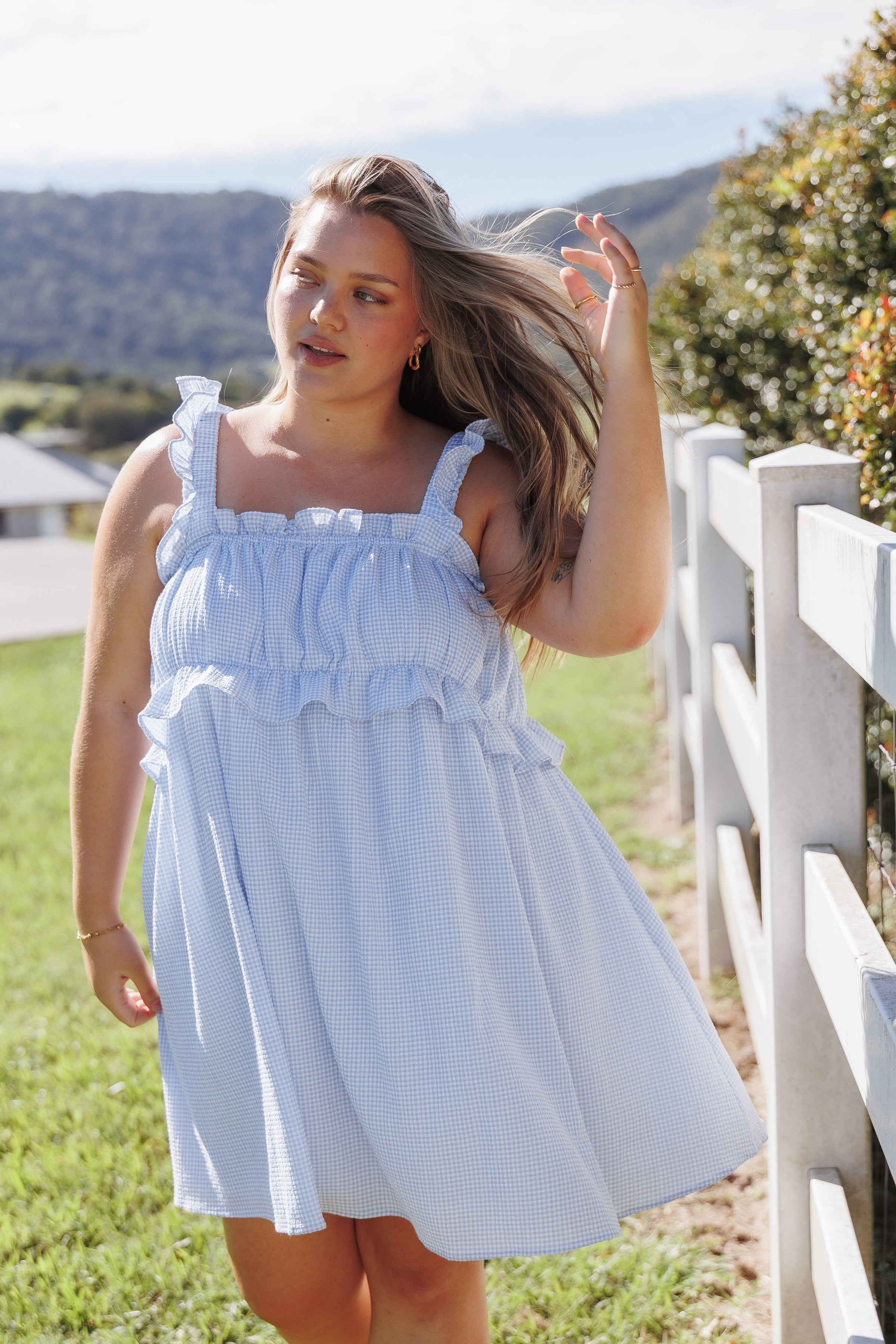 DRESSES Keonia Mini Dress - Baby Blue Gingham