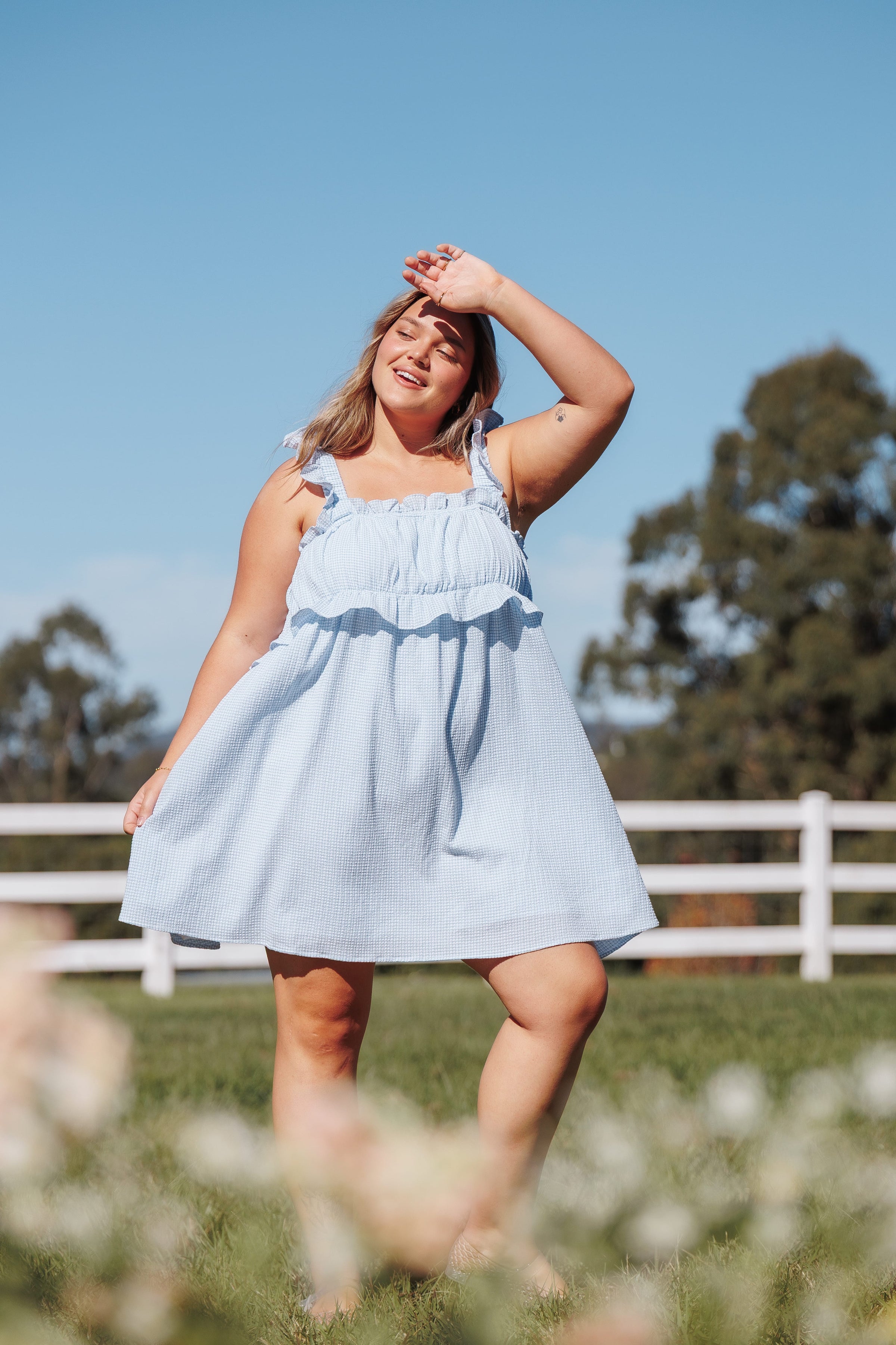 DRESSES Keonia Mini Dress - Baby Blue Gingham