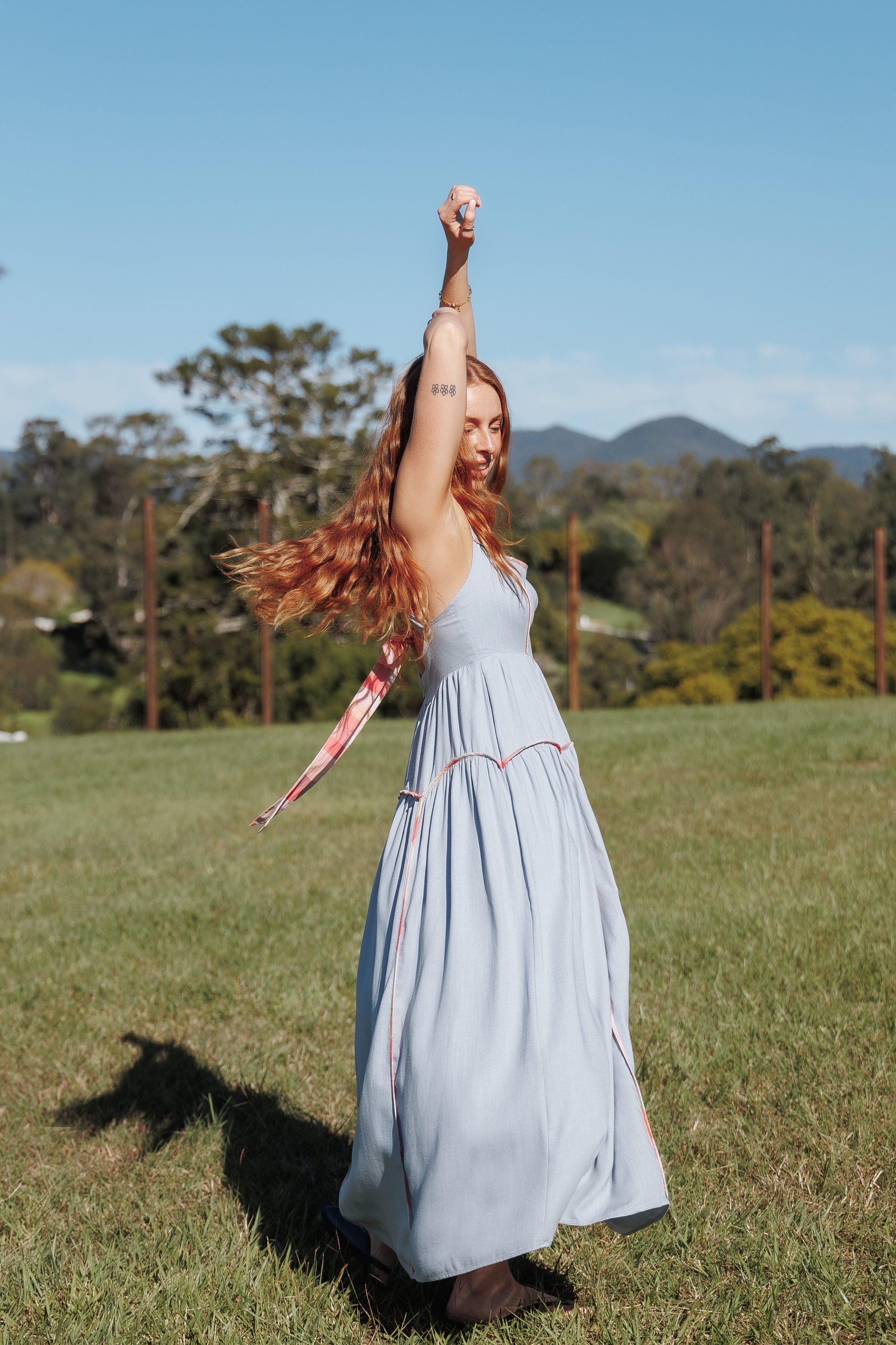 DRESSES Kyla Maxi Dress - Light Blue Linen