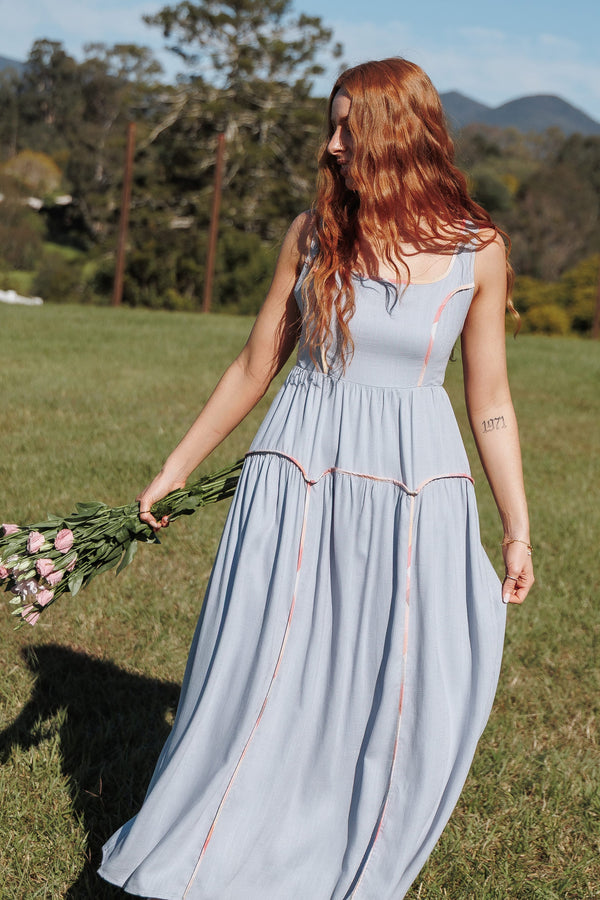 DRESSES Kyla Maxi Dress - Light Blue Linen