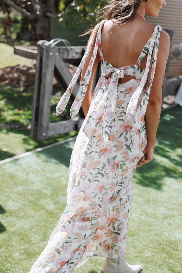DRESSES Lakita Bow Shoulder Midi Dress - Pink Floral