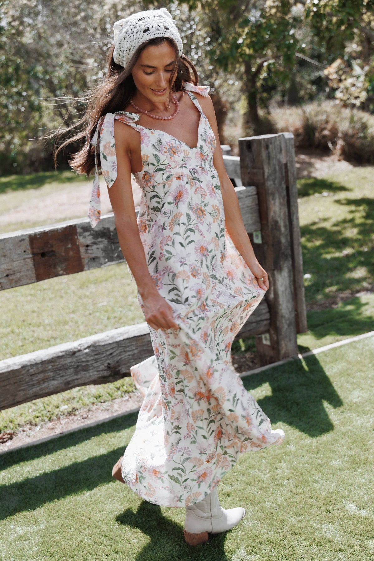 DRESSES Lakita Bow Shoulder Midi Dress - Pink Floral