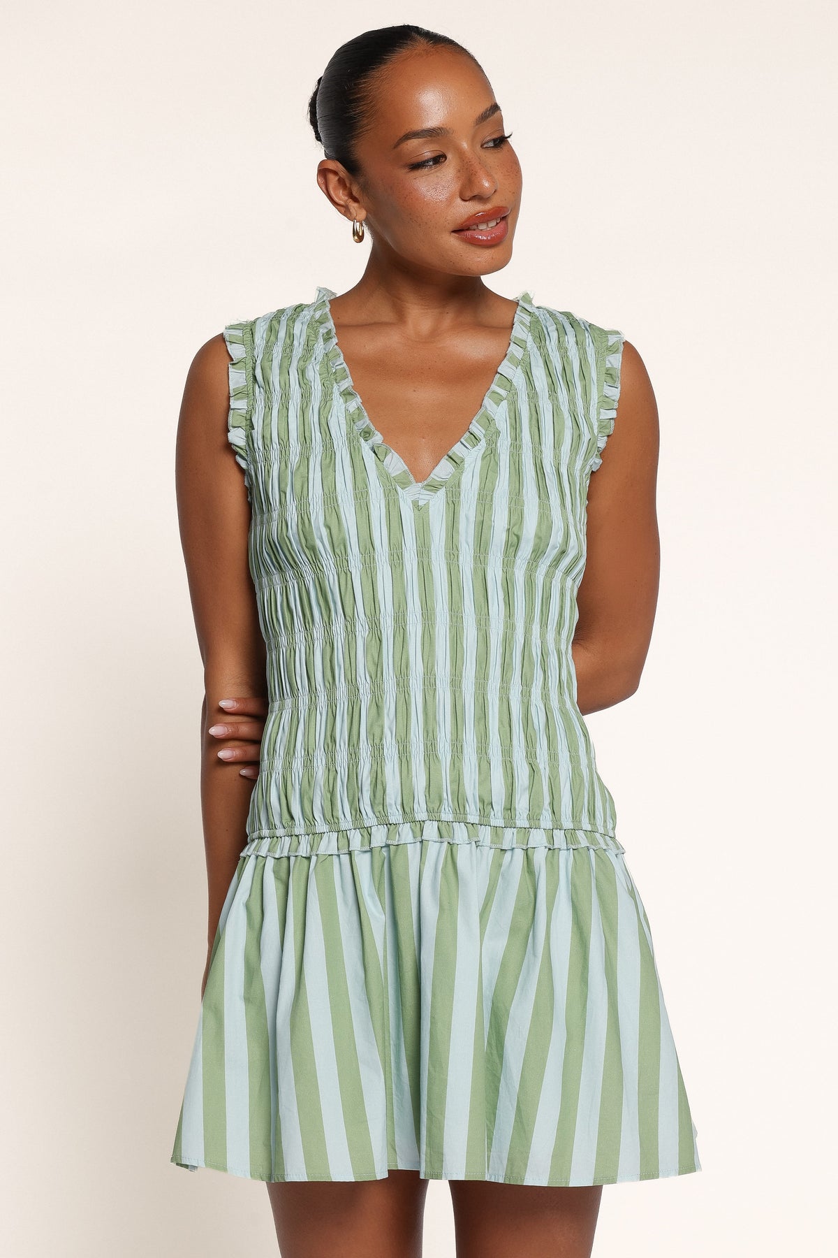 DRESSES Leabrook Mini Dress - Green/Blue Stripe