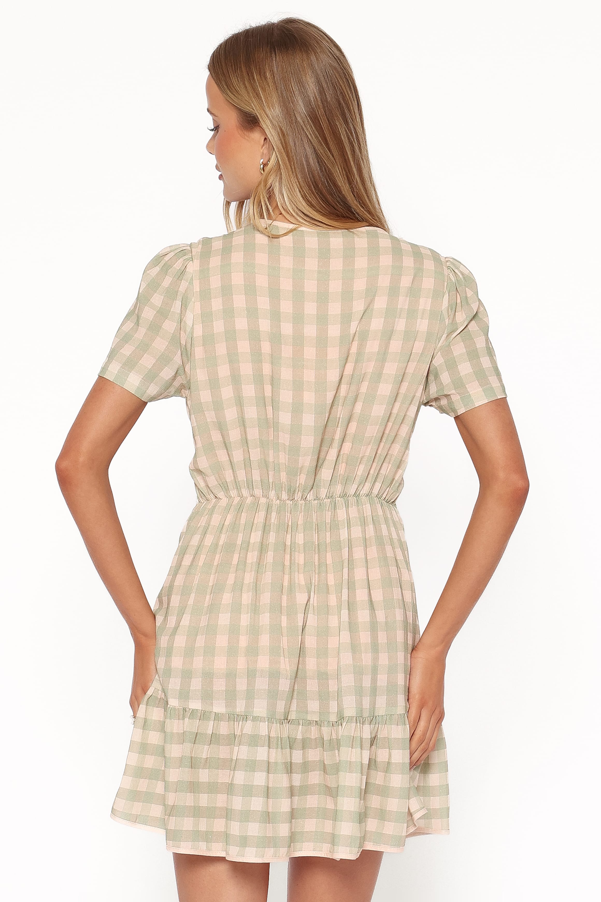 DRESSES Lorry Tie Front Mini Dress - Green/Pink Gingham