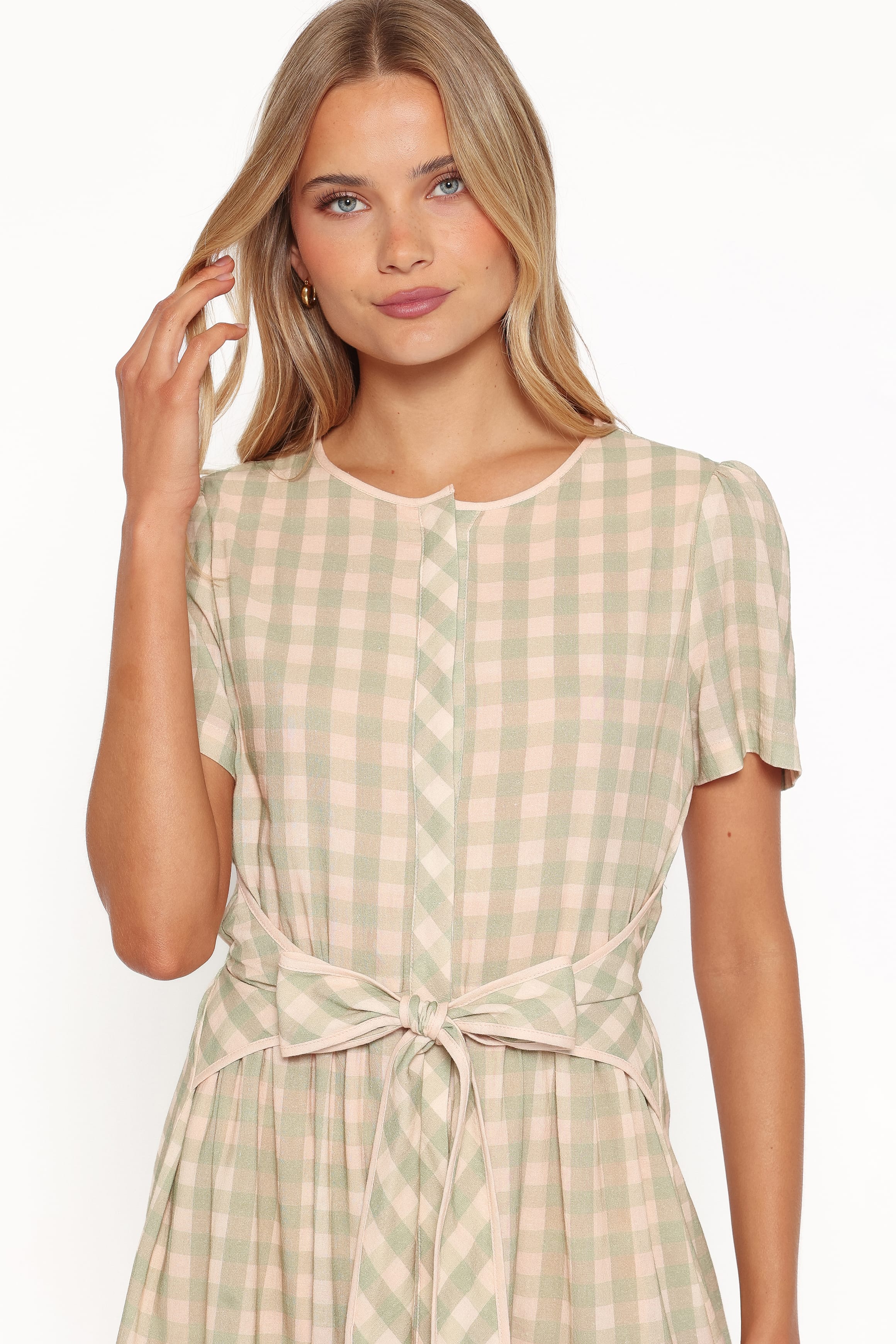 DRESSES Lorry Tie Front Mini Dress - Green/Pink Gingham