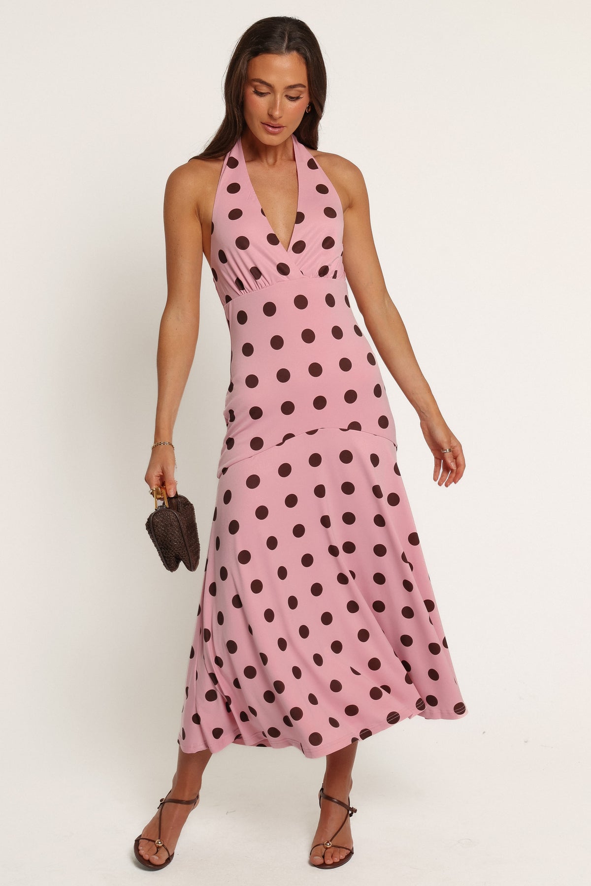 DRESSES Lyndell Halterneck Maxi Dress - Pink Dot