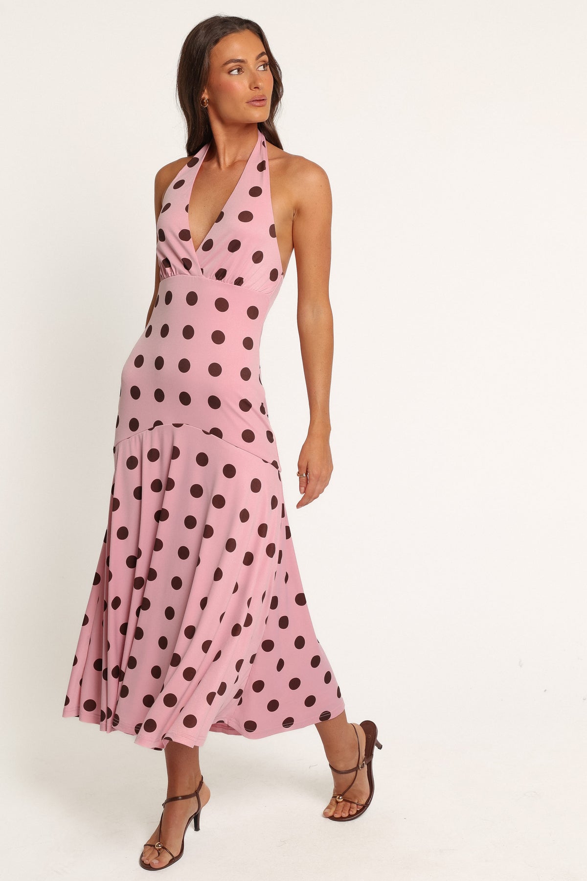 DRESSES Lyndell Halterneck Maxi Dress - Pink Dot
