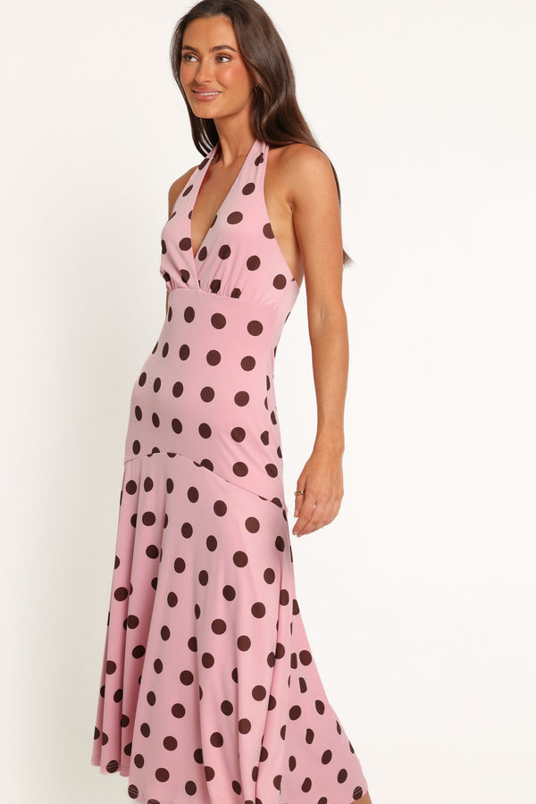 DRESSES Lyndell Halterneck Maxi Dress - Pink Dot