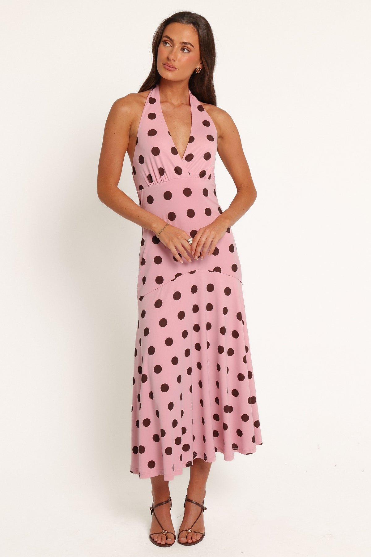 DRESSES Lyndell Halterneck Maxi Dress - Pink Dot