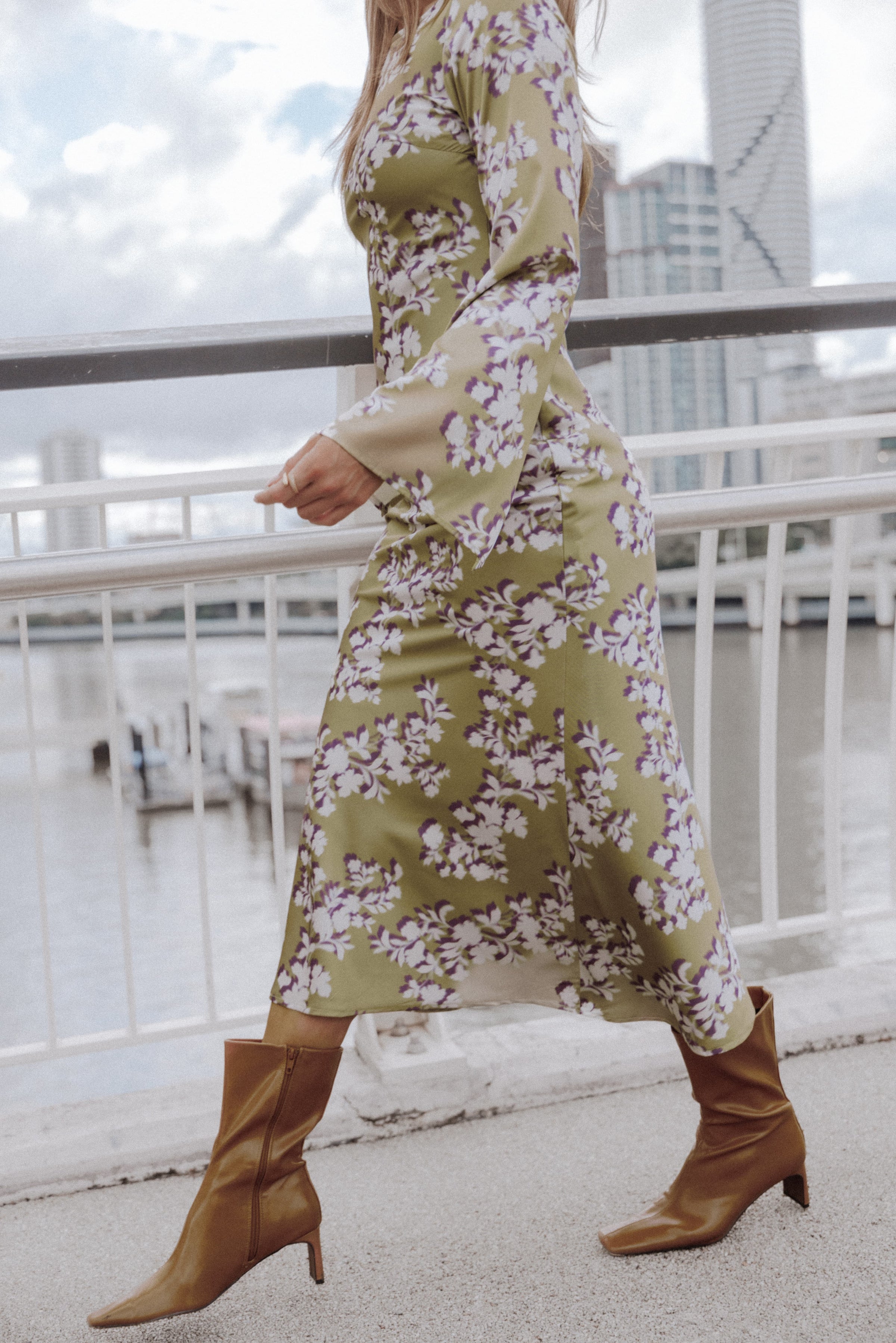 DRESSES Maia Long Sleeve Maxi Dress - Green Rum Floral