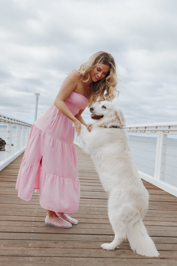DRESSES Maisie Strapless Midi Dress - Pink Stripe