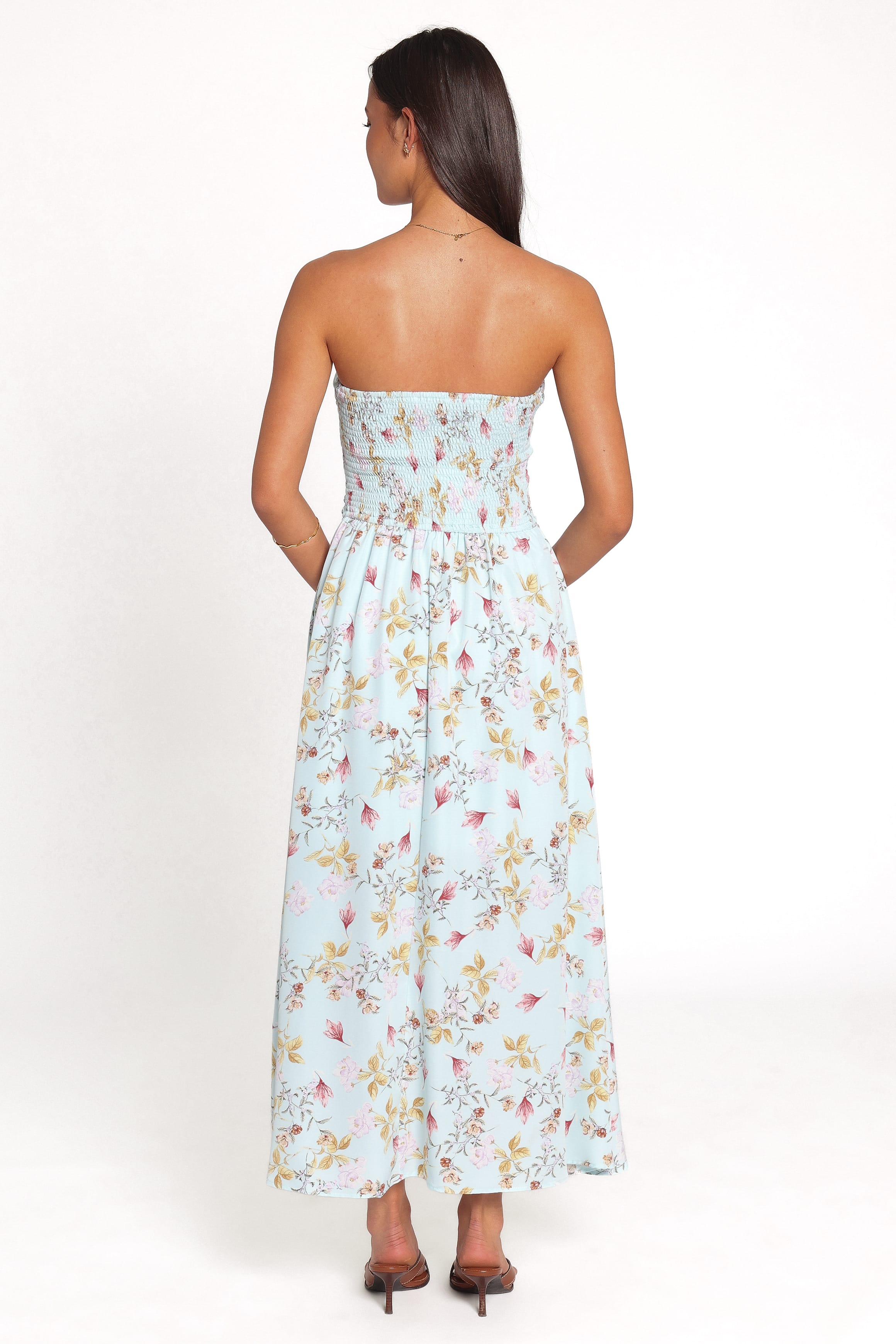 DRESSES Marta Strapless Midi Dress - Blue Floral