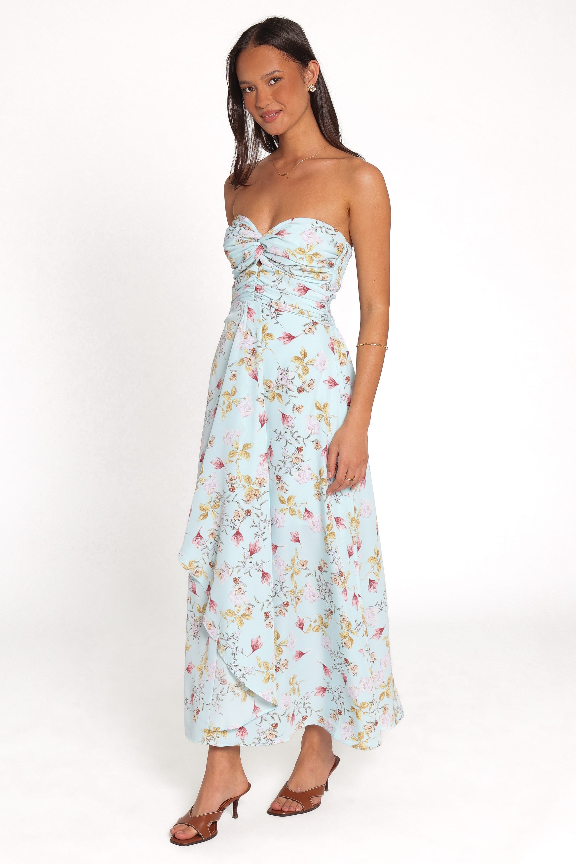 DRESSES Marta Strapless Midi Dress - Blue Floral