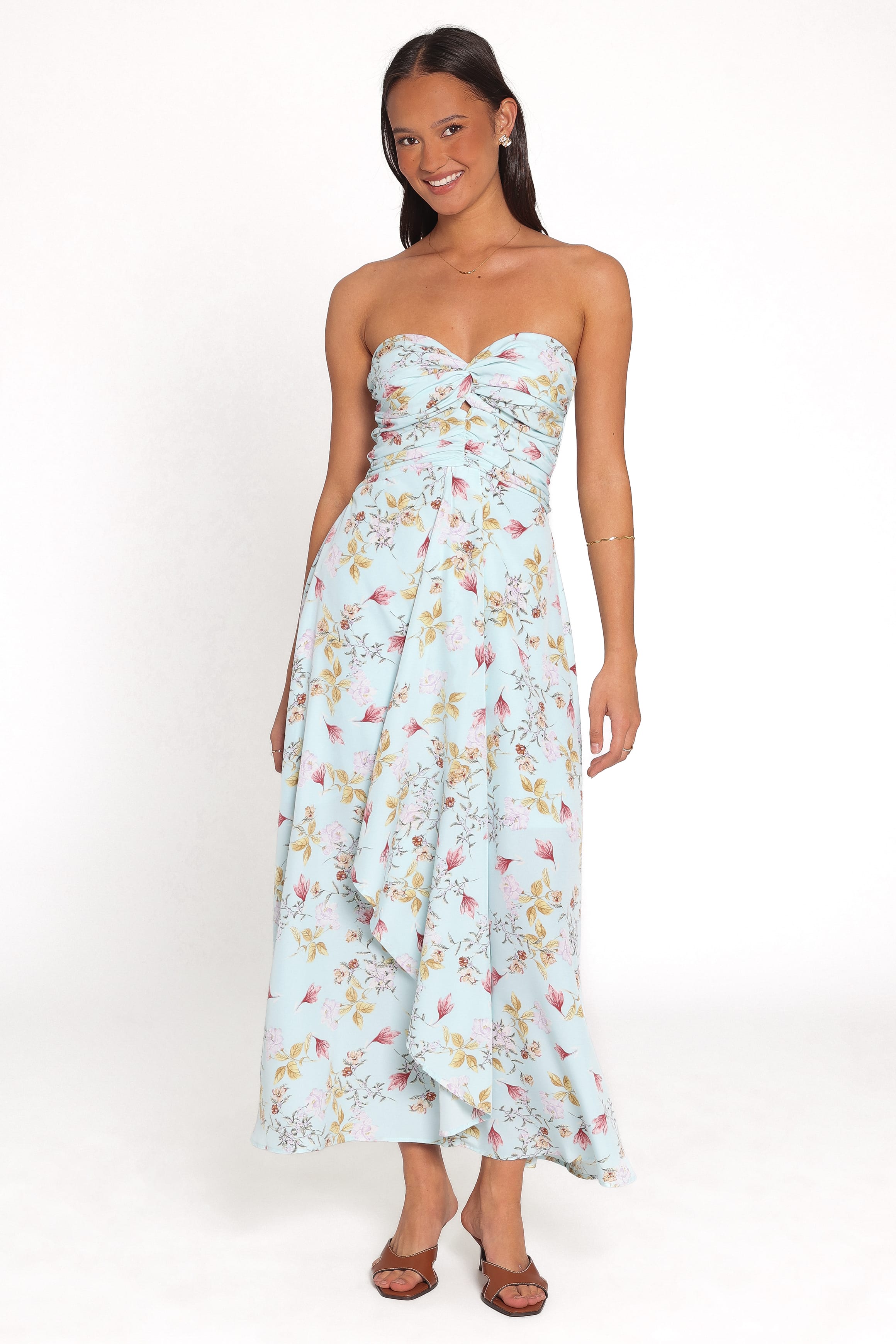 DRESSES Marta Strapless Midi Dress - Blue Floral