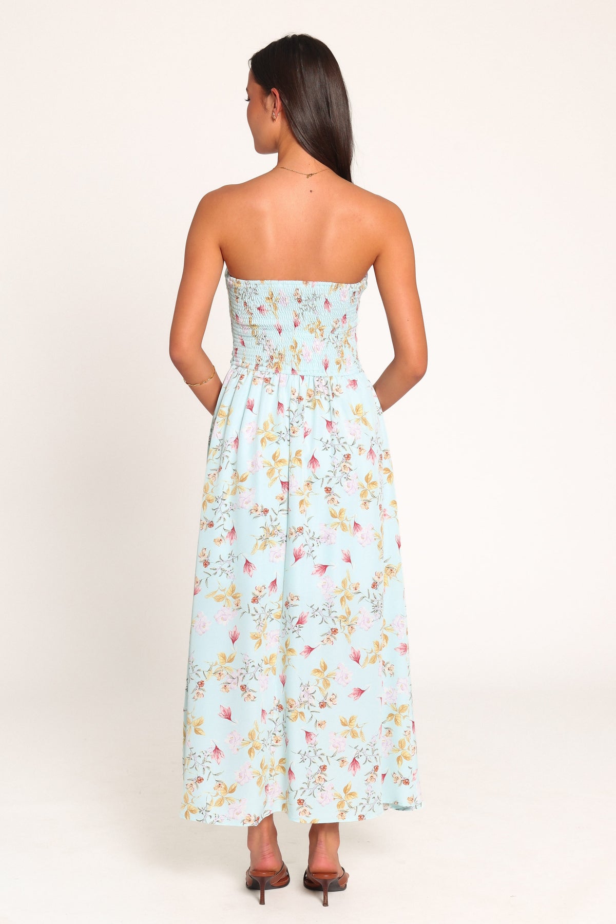 DRESSES Marta Strapless Midi Dress - Blue Floral