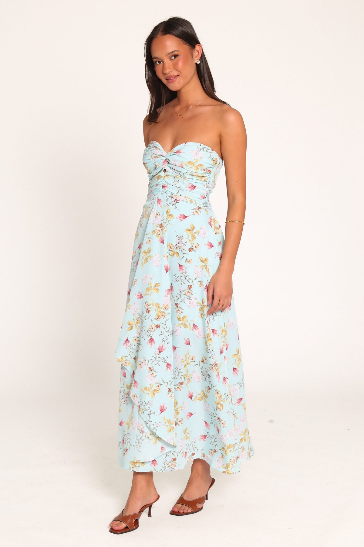 DRESSES Marta Strapless Midi Dress - Blue Floral