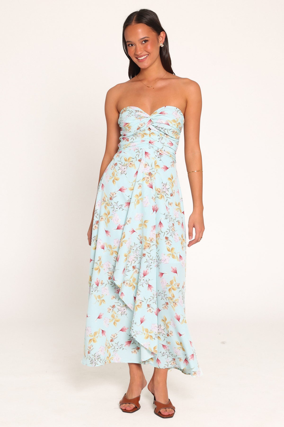 DRESSES Marta Strapless Midi Dress - Blue Floral