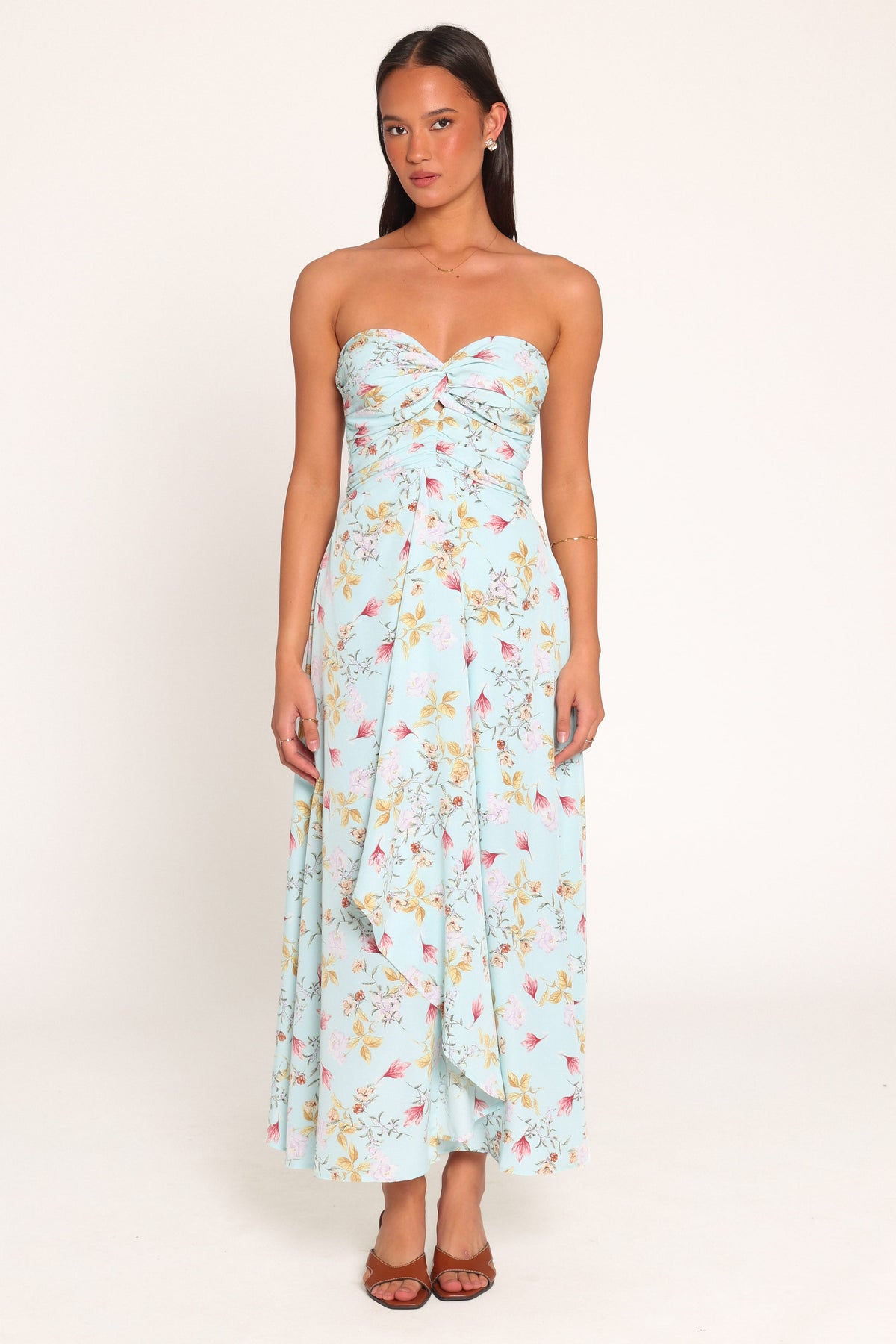 DRESSES Marta Strapless Midi Dress - Blue Floral