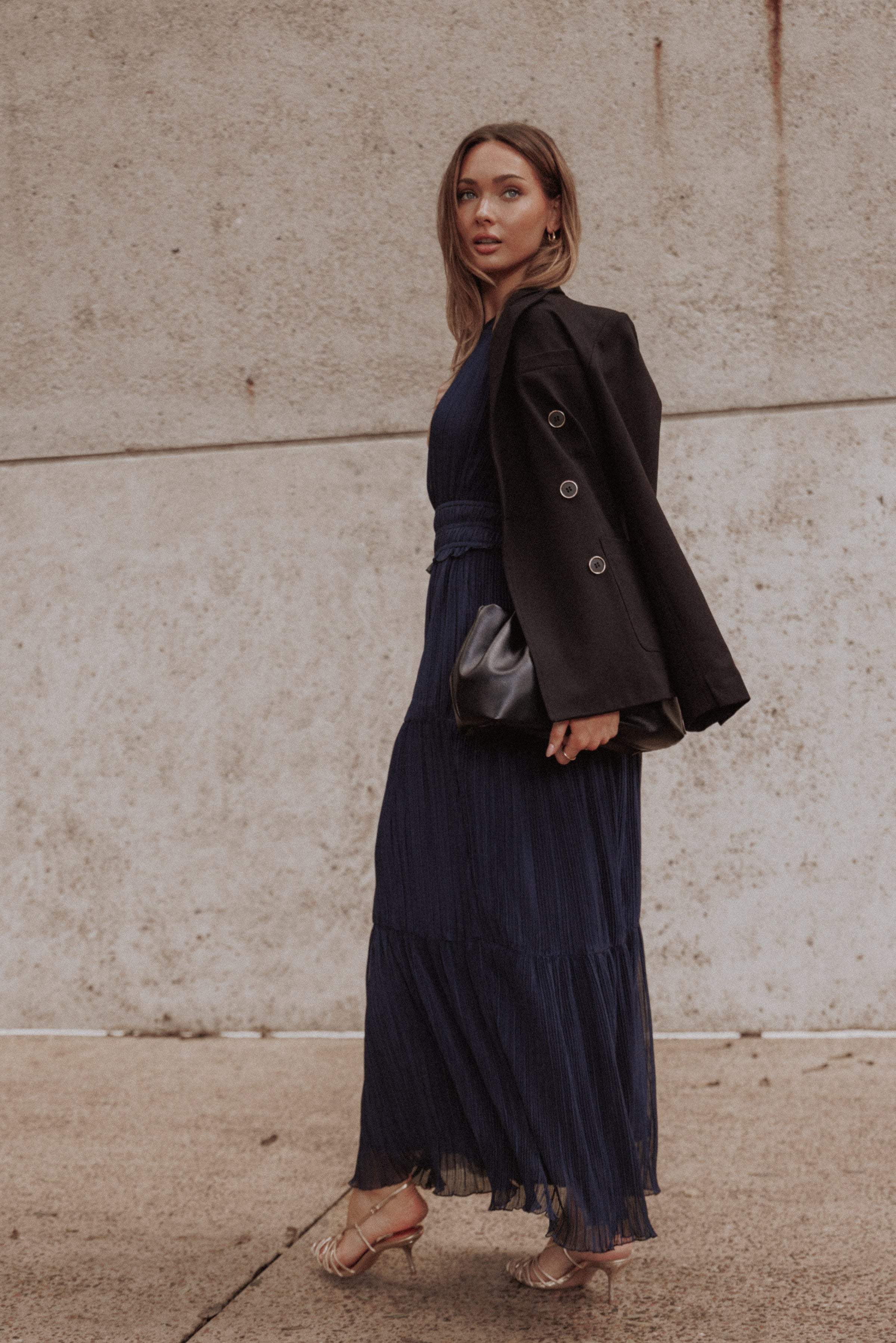 DRESSES Maven Plisse Maxi Dress - Navy