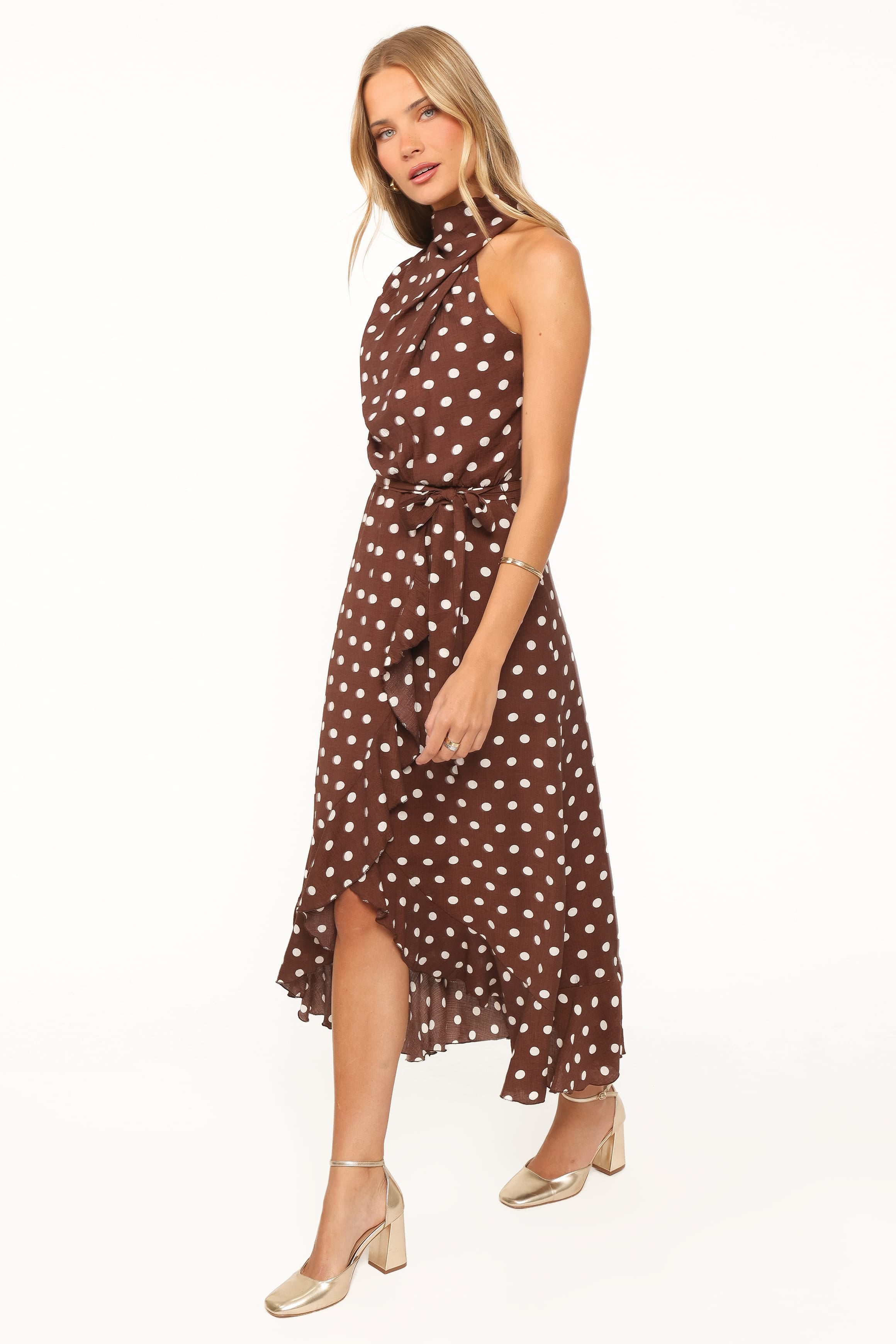 DRESSES Olana Midi Dress - Brown Polka Dot