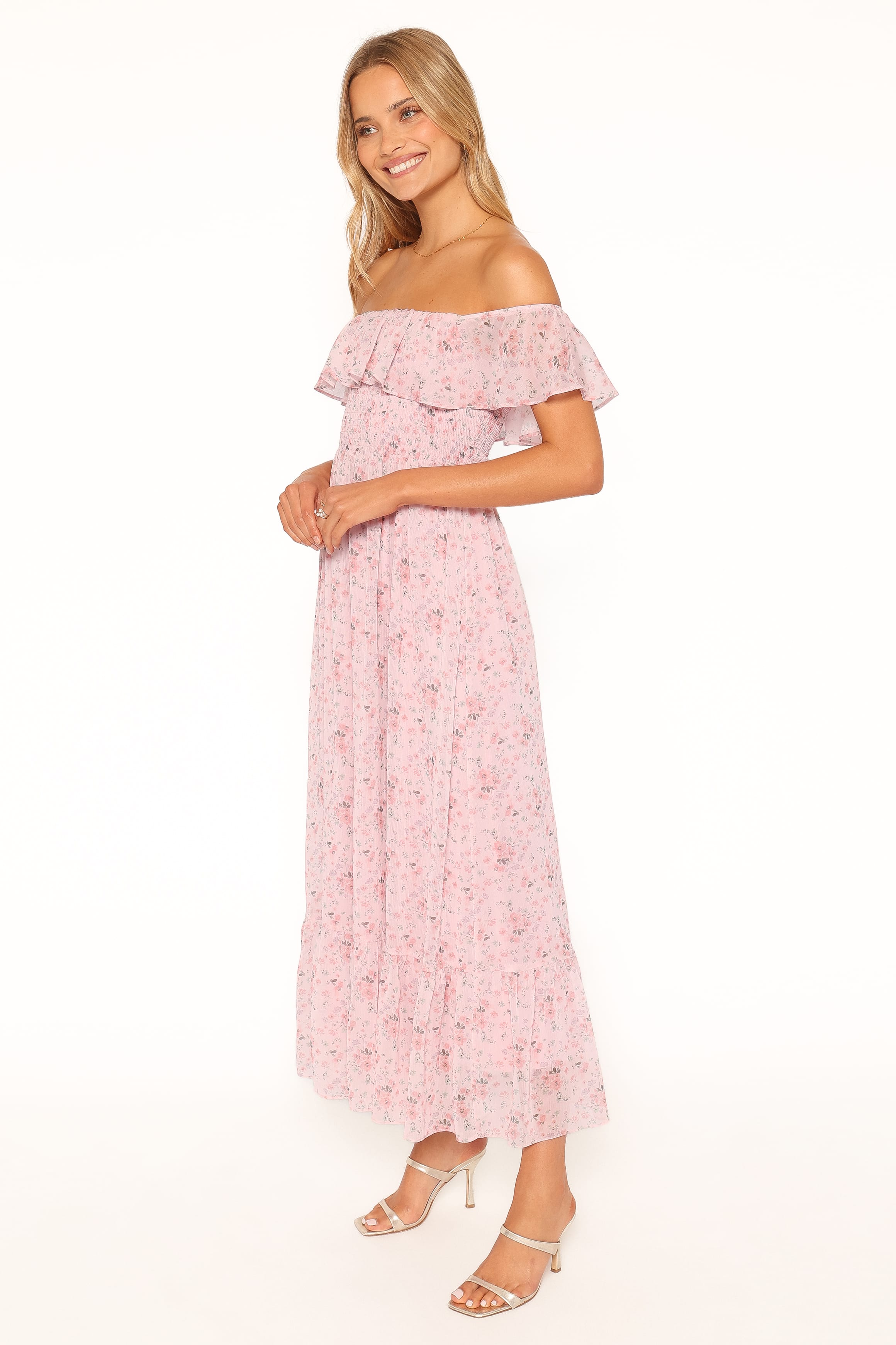 DRESSES Priscilla Strapless Midi Dress - Pink Floral