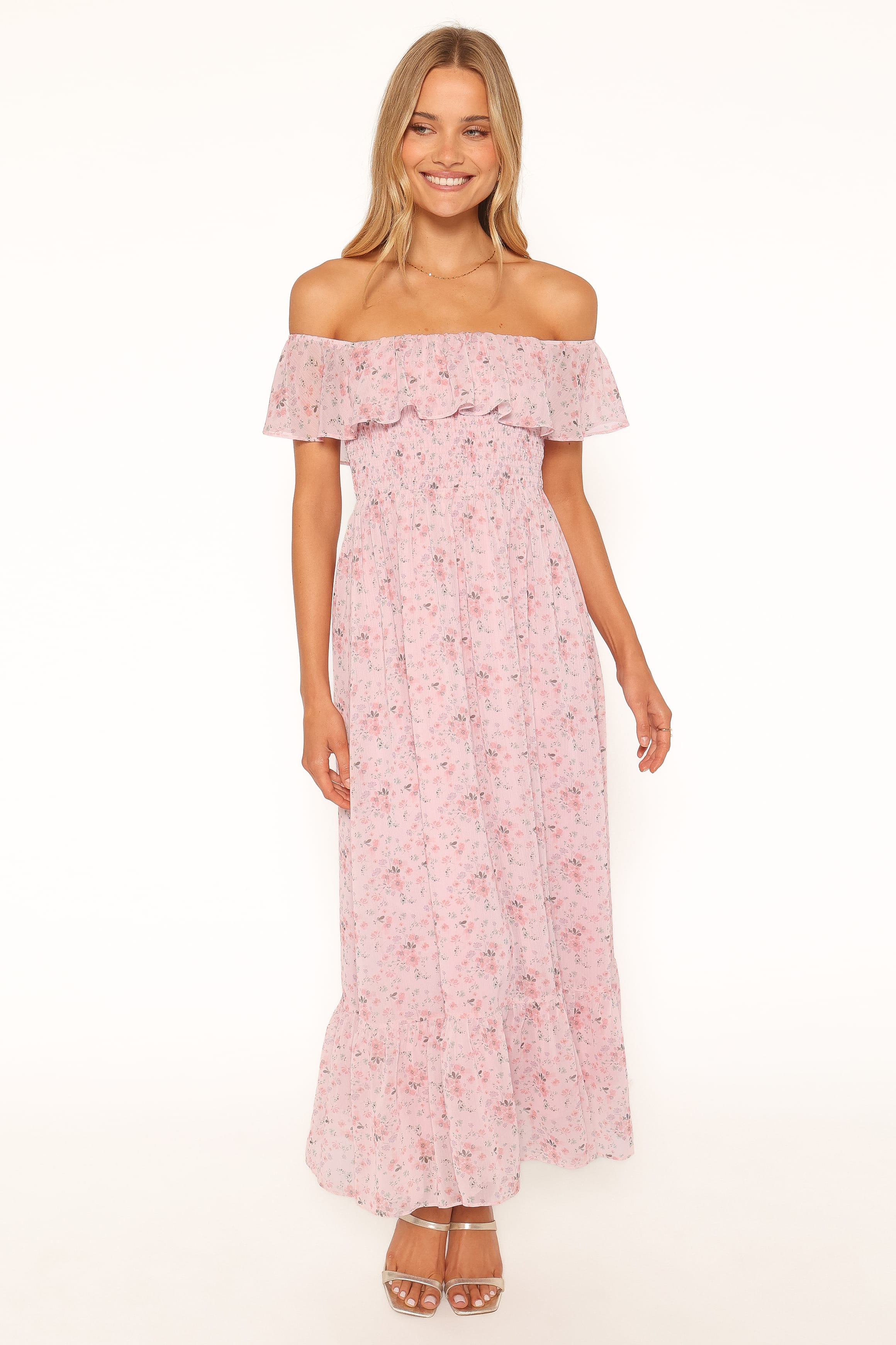 DRESSES Priscilla Strapless Midi Dress - Pink Floral