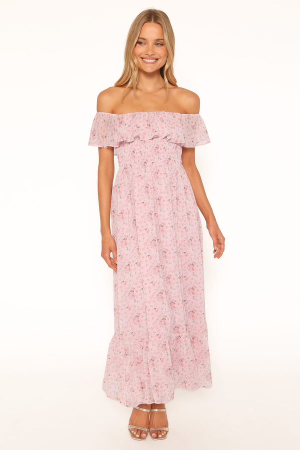 DRESSES Priscilla Strapless Midi Dress - Pink Floral
