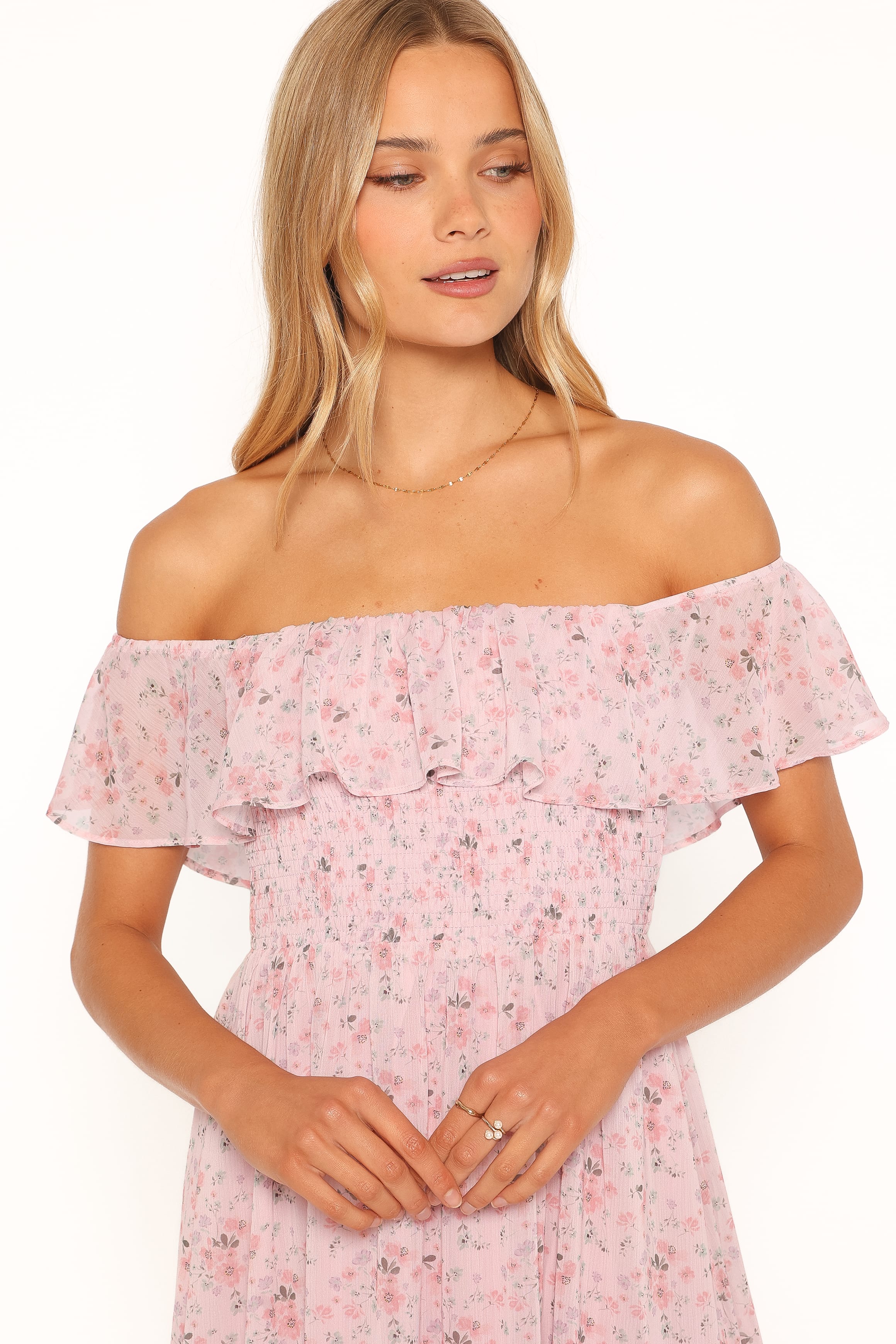 DRESSES Priscilla Strapless Midi Dress - Pink Floral