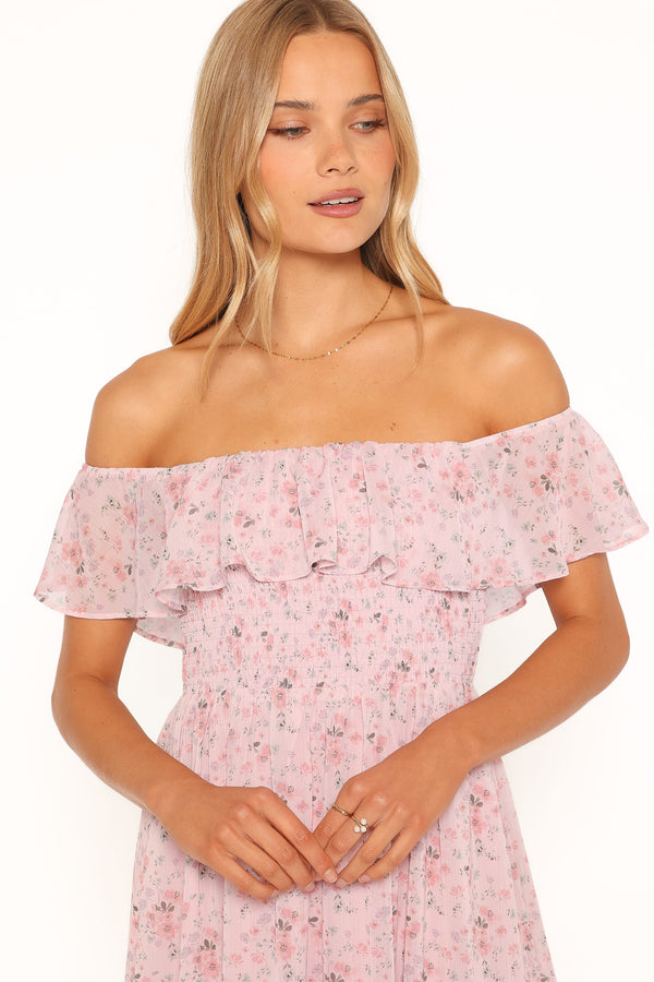 DRESSES Priscilla Strapless Midi Dress - Pink Floral
