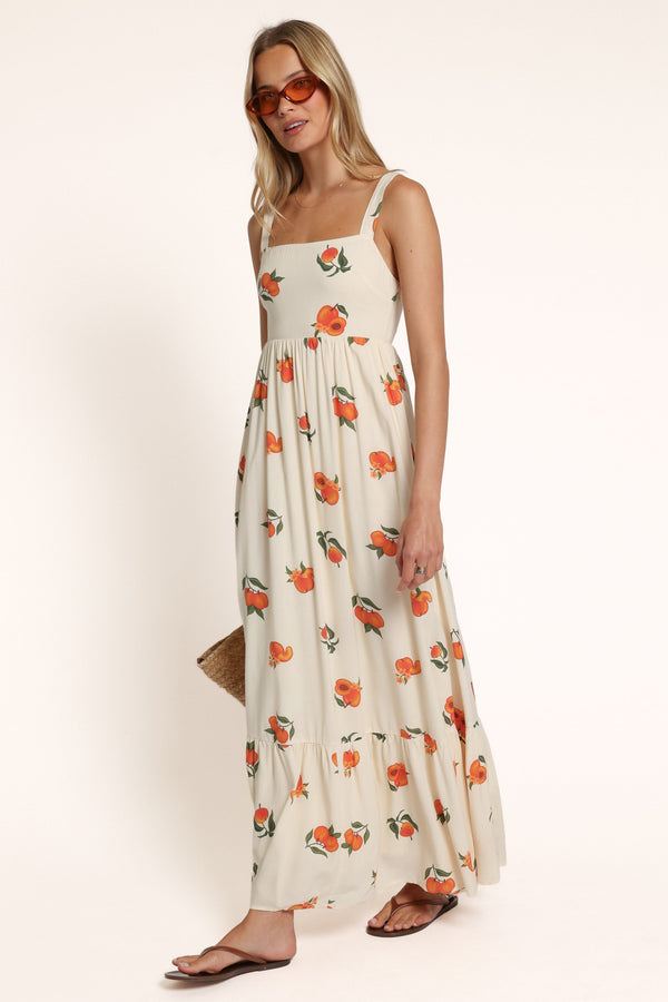 DRESSES Reid Maxi Dress - Cream Peach Print