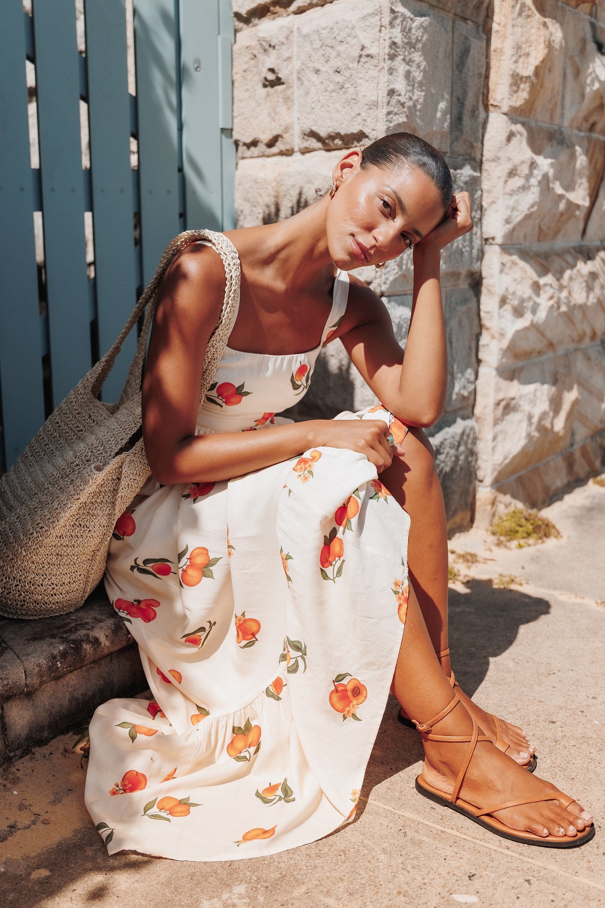 DRESSES Reid Maxi Dress - Cream Peach Print