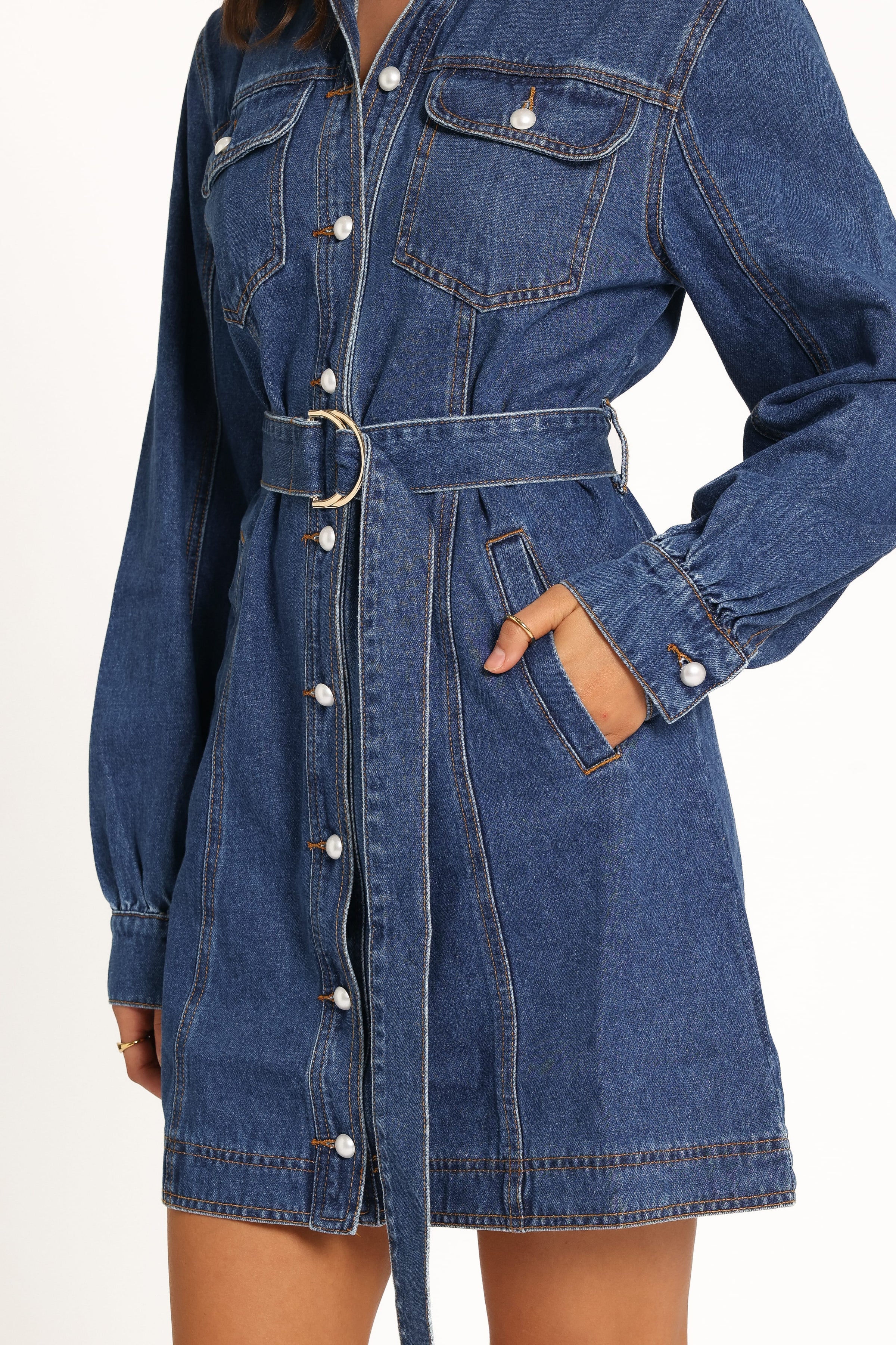 DRESSES Robina Long Sleeve Mini Dress - Indigo Denim