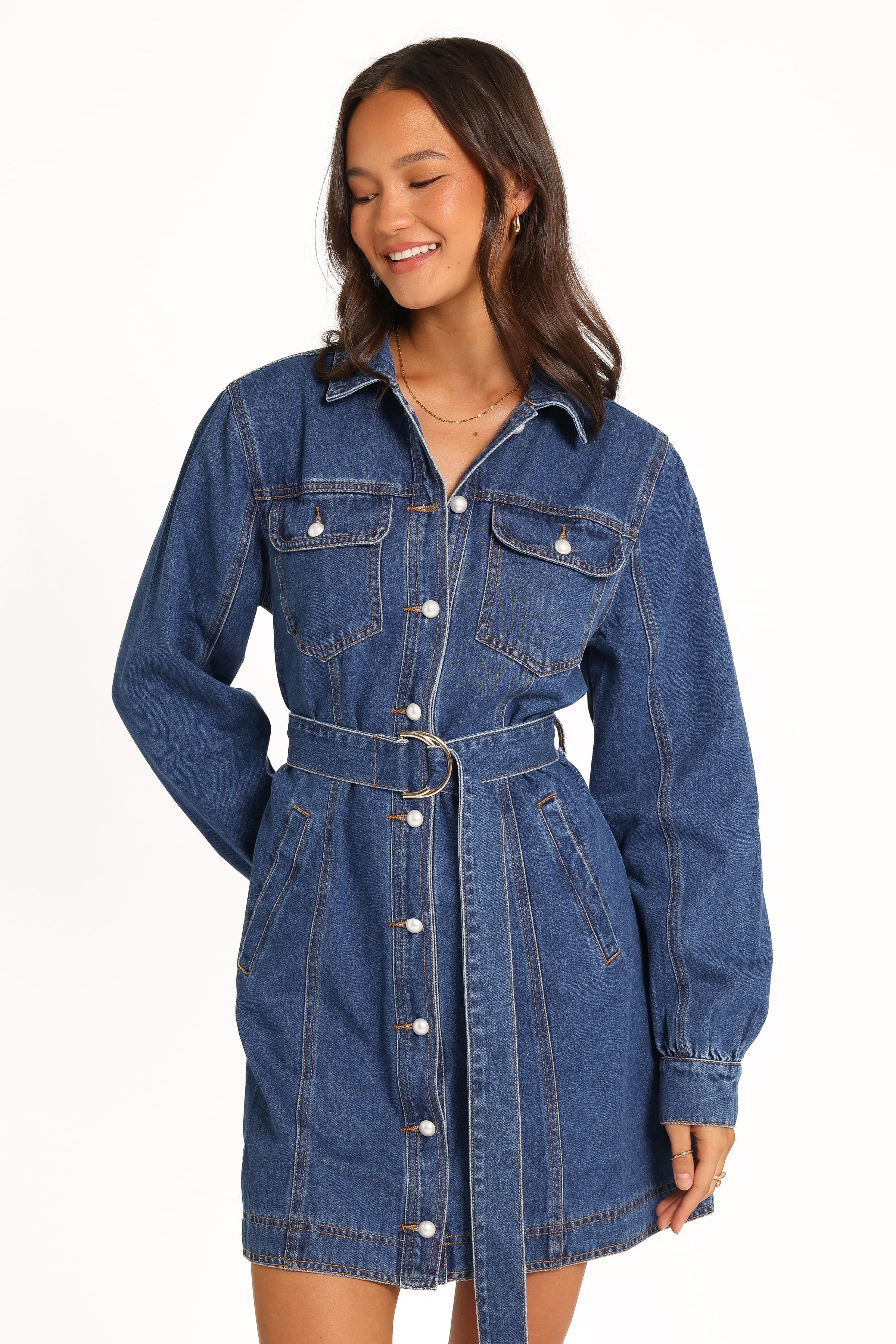 DRESSES Robina Long Sleeve Mini Dress - Indigo Denim