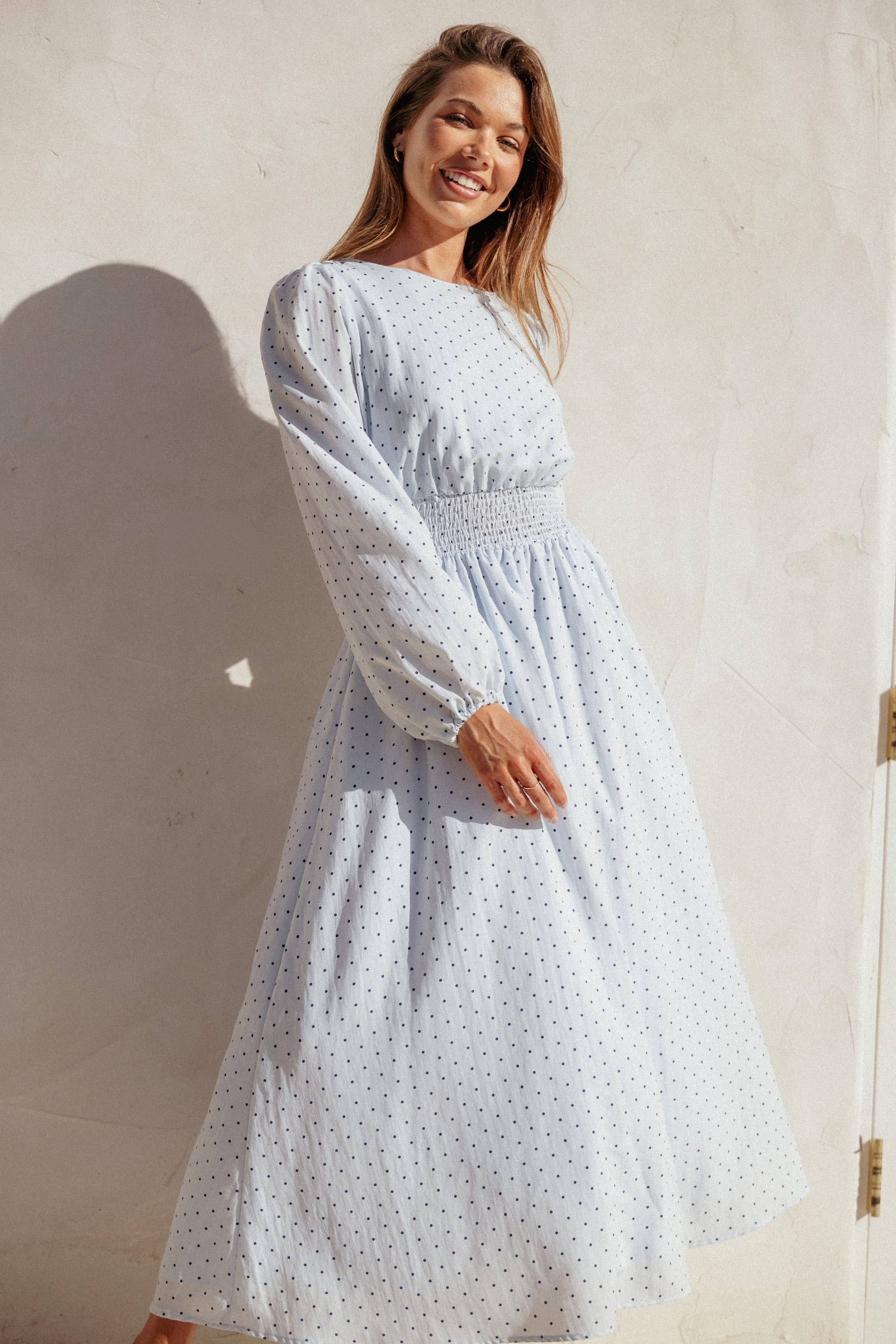 roman long sleeve dresses Roman Long Sleeve Maxi Dress - Blue Floral
